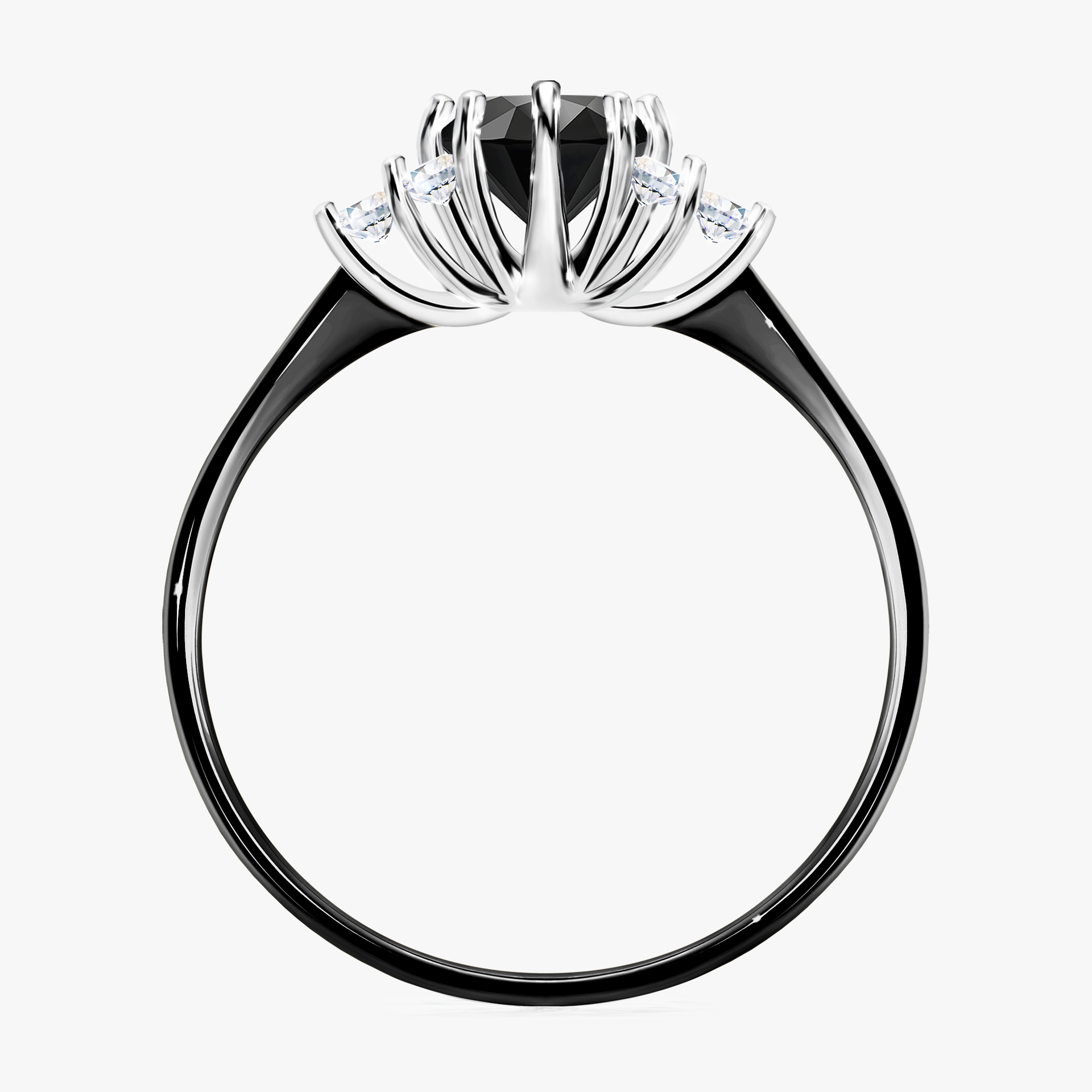 Pierścionek zaręczynowy My Lilly z czarnego złota z czarnym diamentem 0,68ct