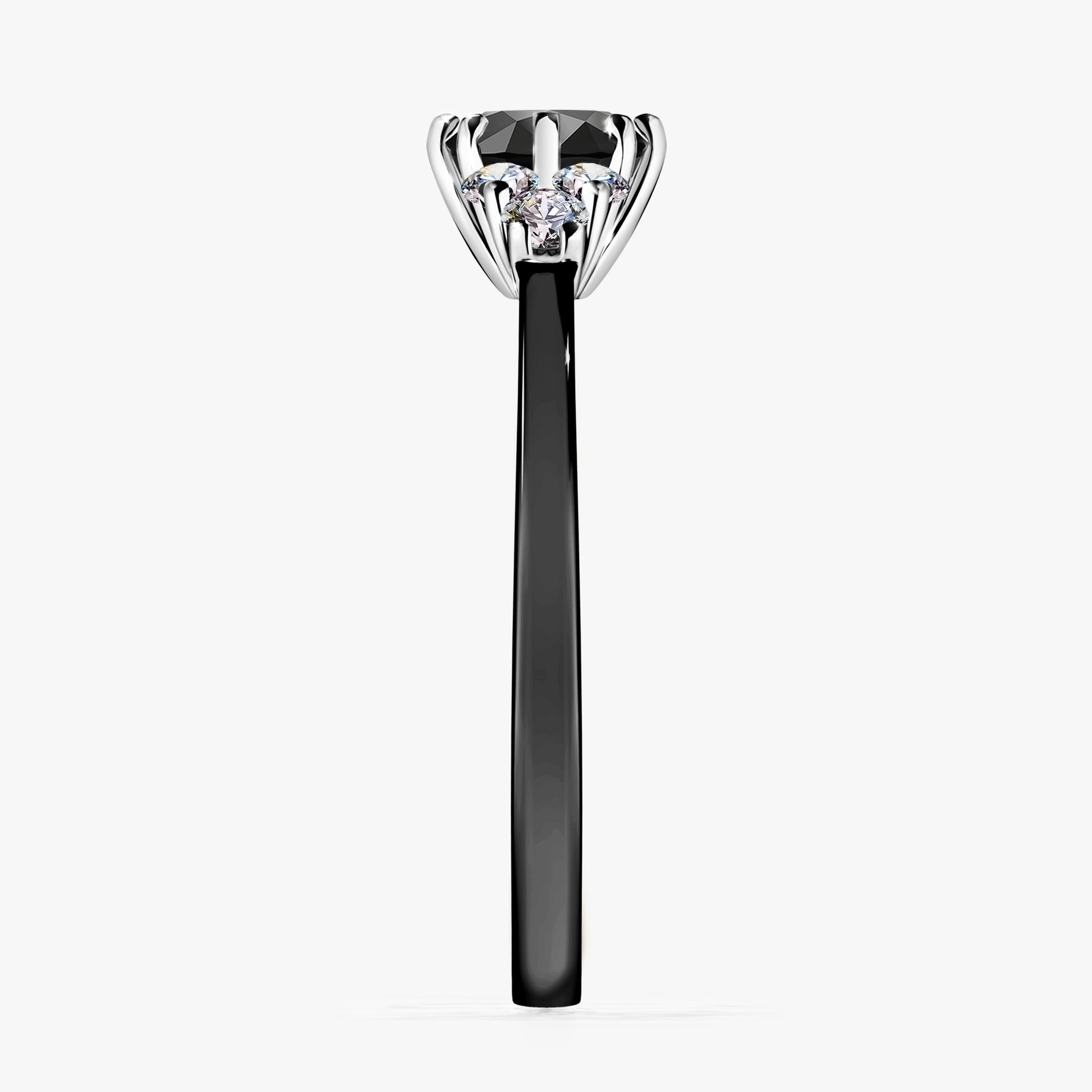 Pierścionek zaręczynowy My Lilly z czarnego złota z czarnym diamentem 0,68ct
