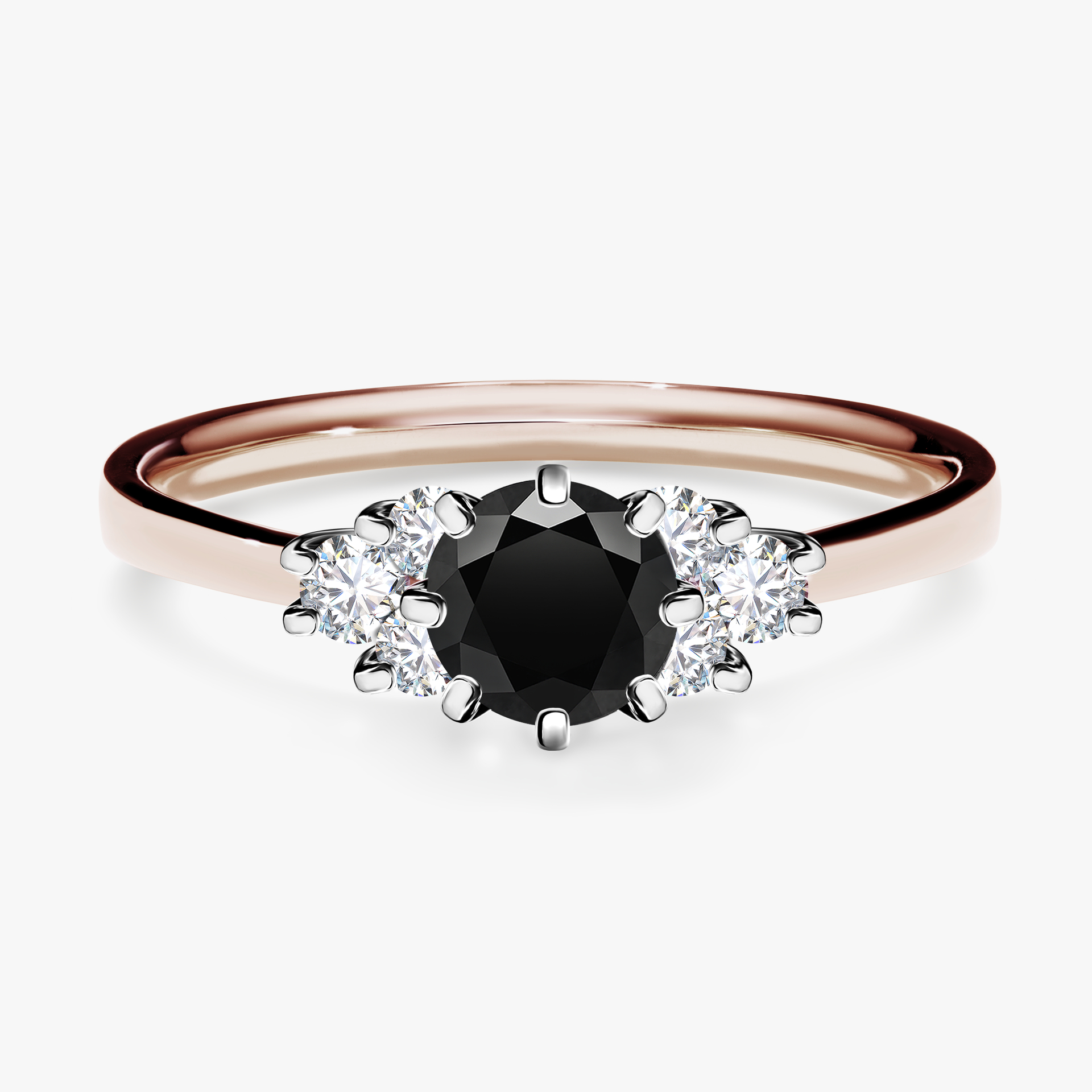 Pierścionek zaręczynowy My Lilly z różowego złota z czarnym diamentem 0,68ct