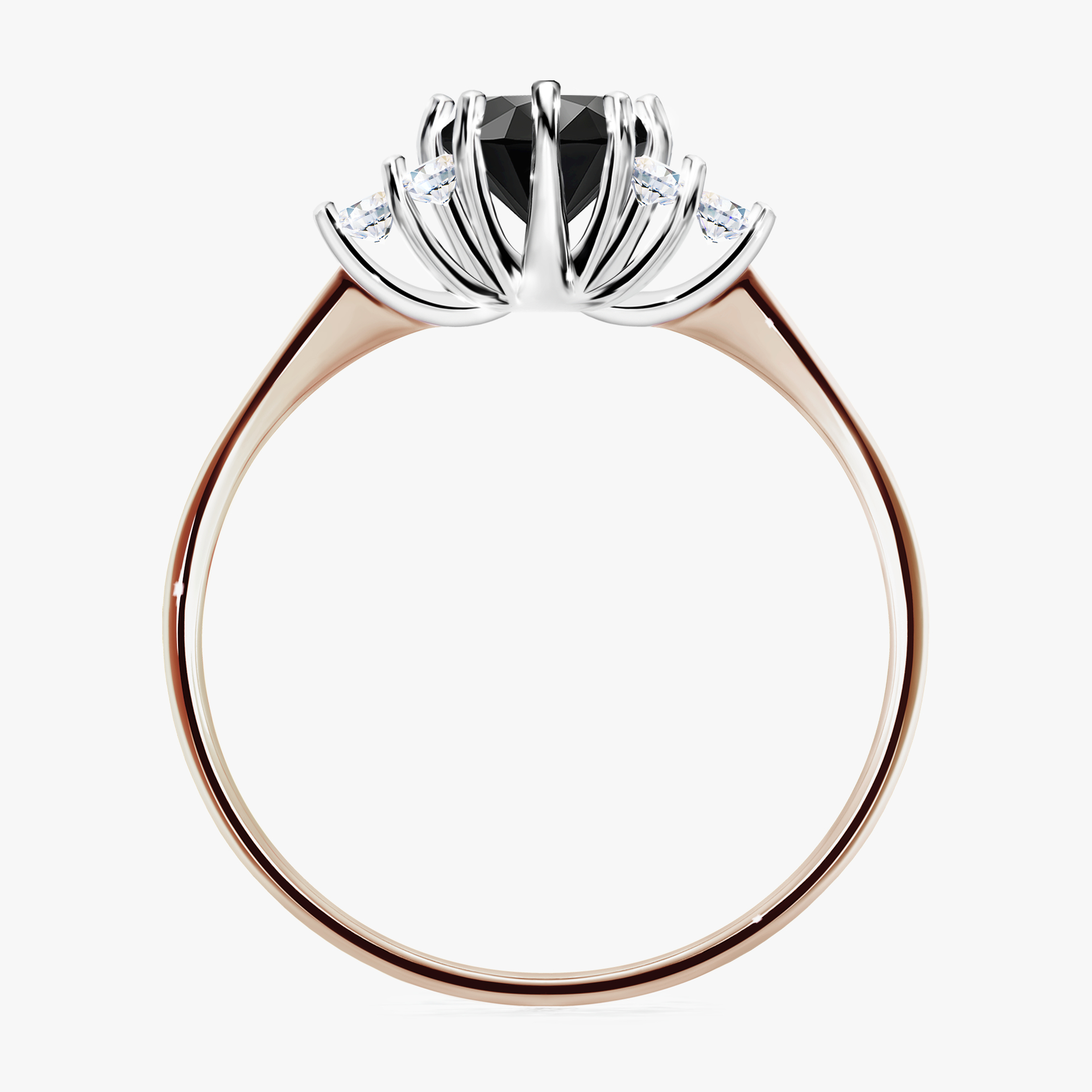 Pierścionek zaręczynowy My Lilly z różowego złota z czarnym diamentem 0,68ct