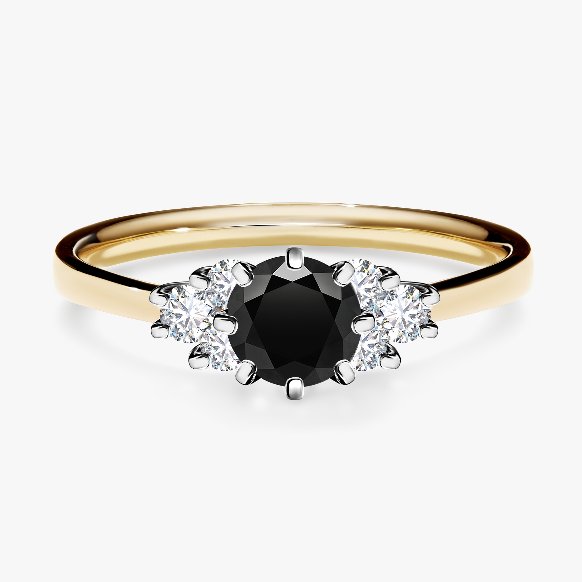 Pierścionek zaręczynowy My Lilly z żółtego złota z czarnym diamentem 0,68ct
