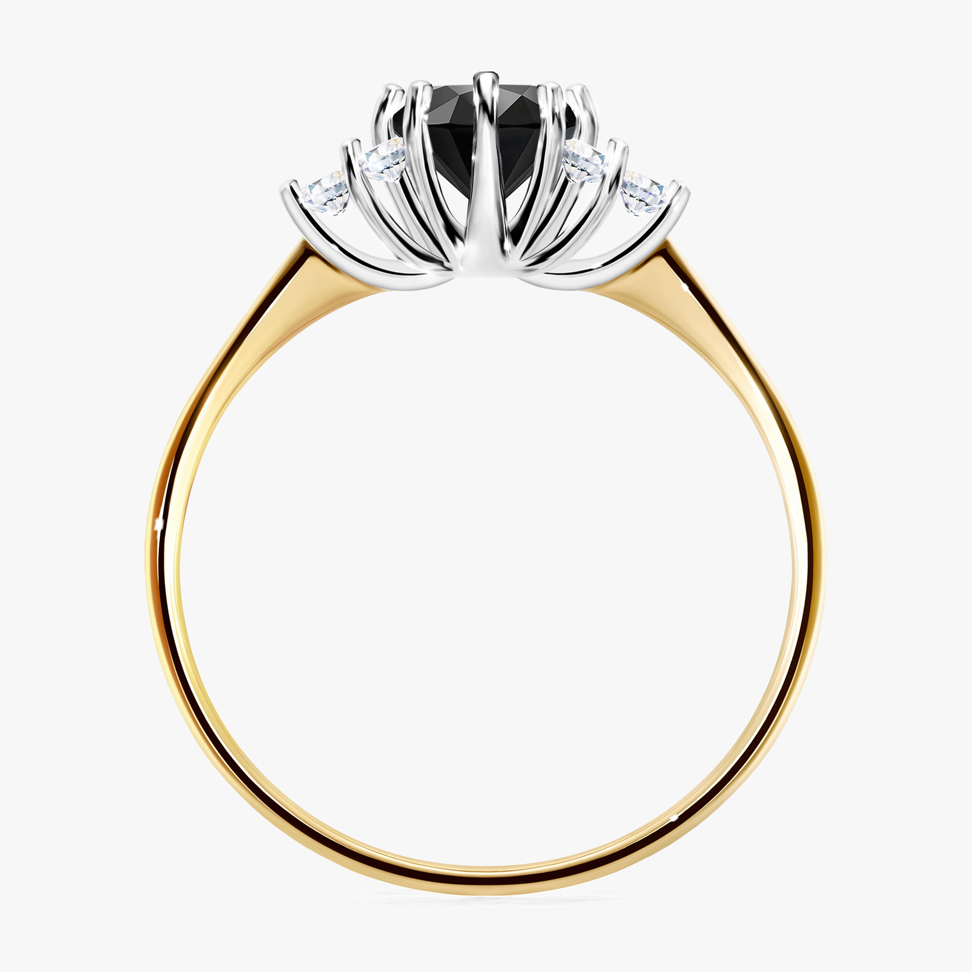 Pierścionek zaręczynowy My Lilly z żółtego złota z czarnym diamentem 0,68ct