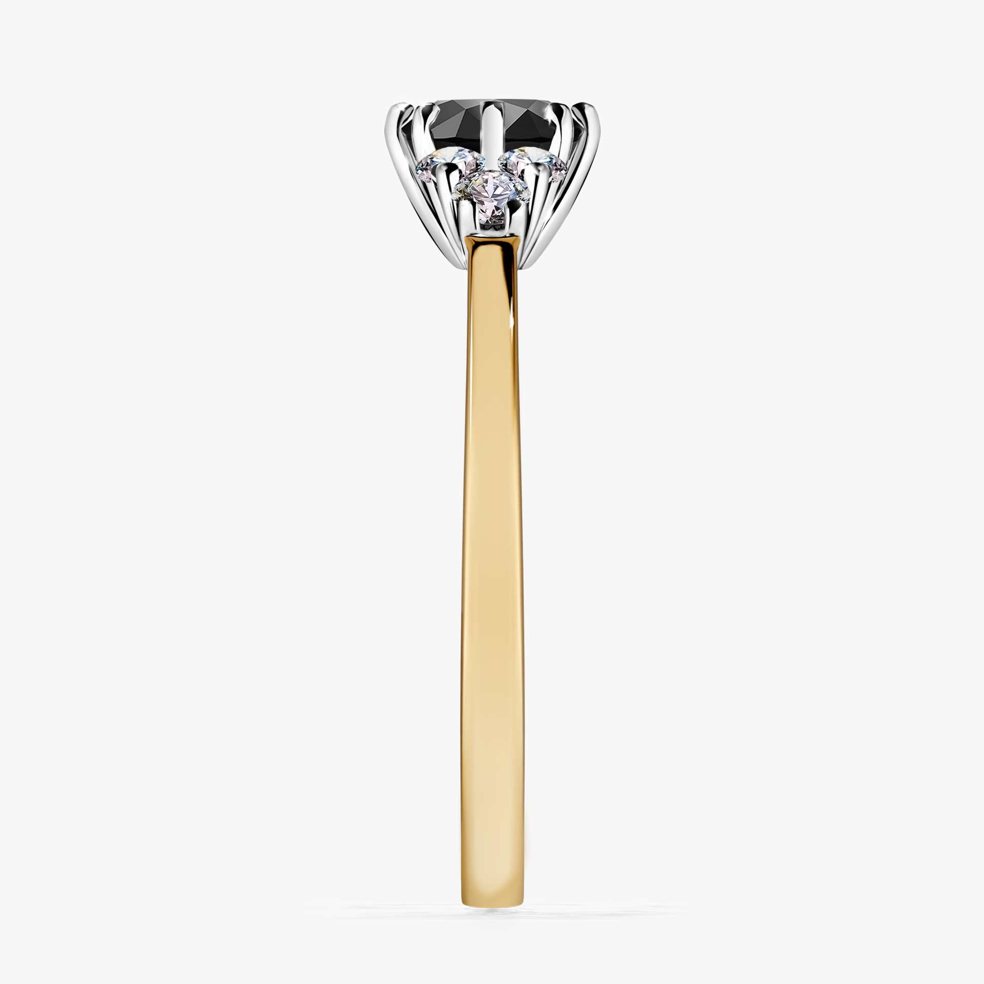 Pierścionek zaręczynowy My Lilly z żółtego złota z czarnym diamentem 0,68ct