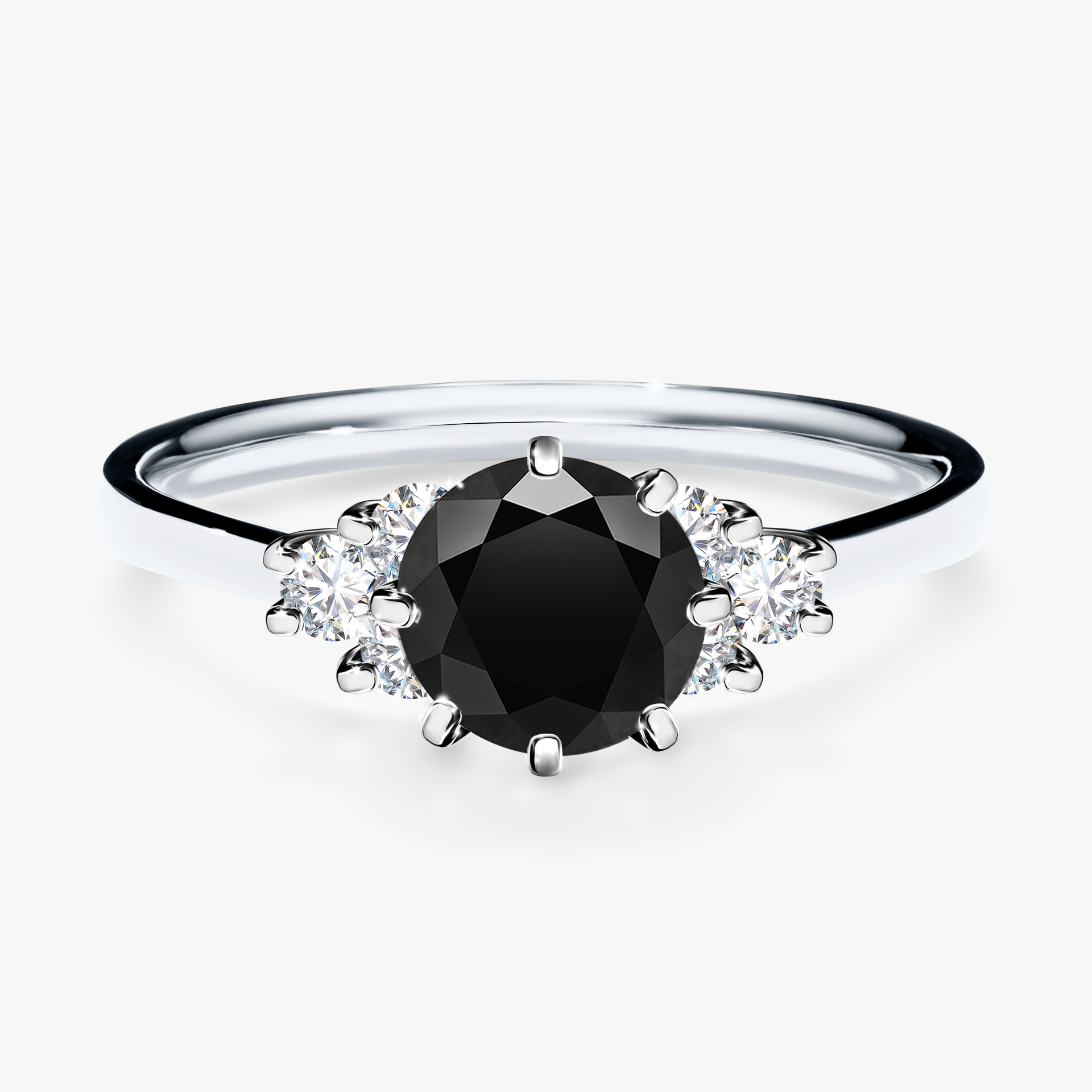 Pierścionek zaręczynowy My Lilly z białego złota z czarnym diamentem 0,98ct