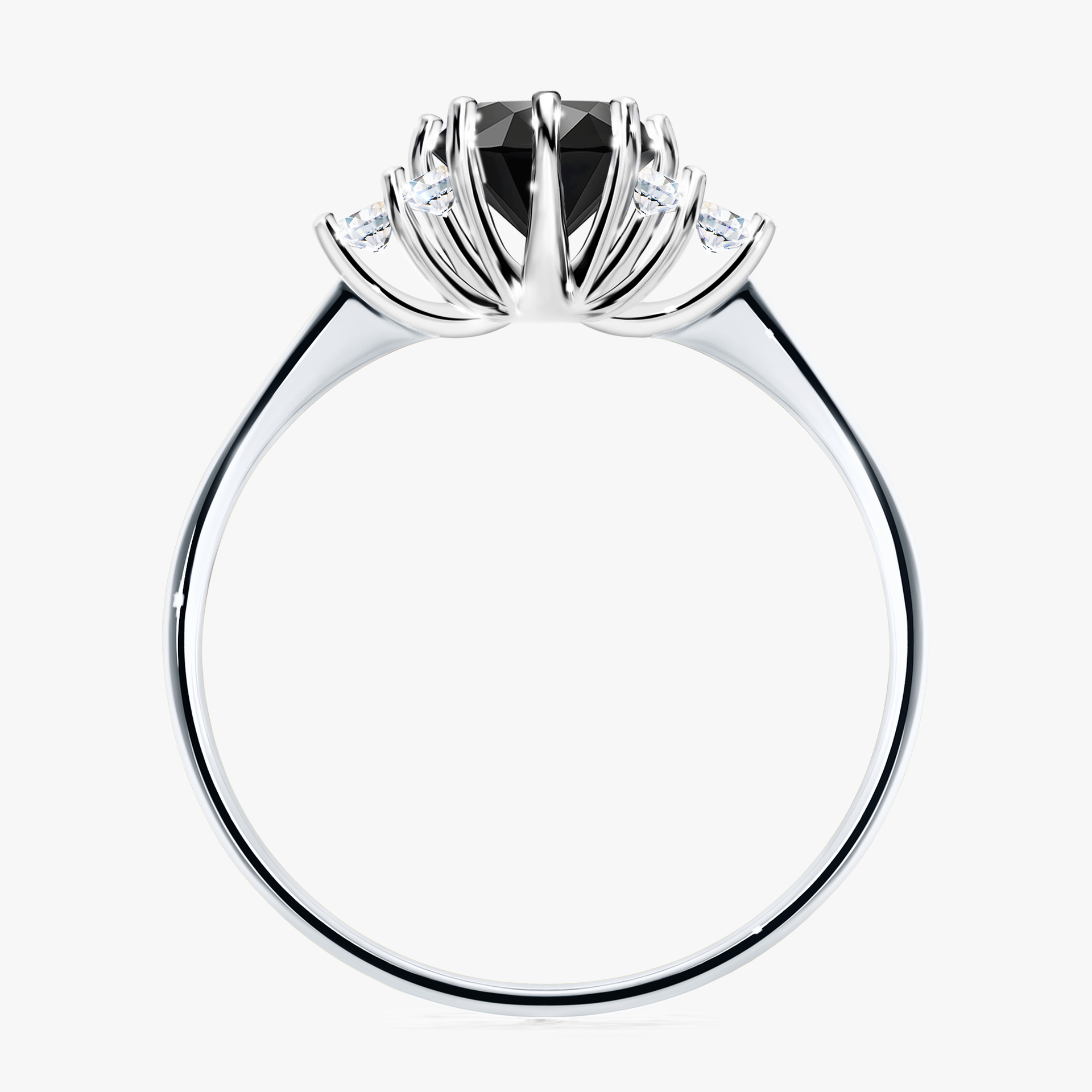 Pierścionek zaręczynowy My Lilly z białego złota z czarnym diamentem 0,98ct