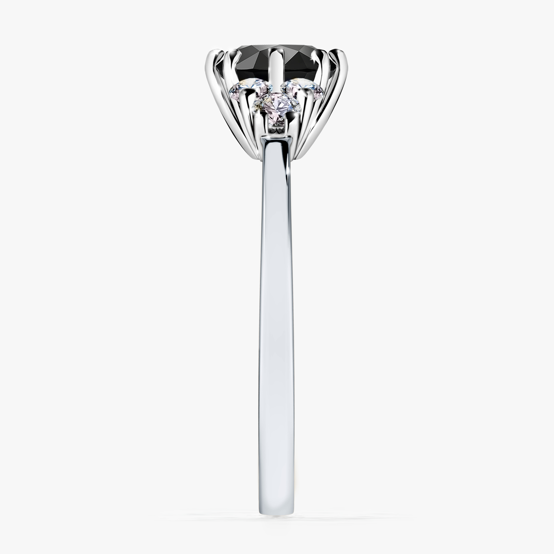 Pierścionek zaręczynowy My Lilly z białego złota z czarnym diamentem 0,98ct