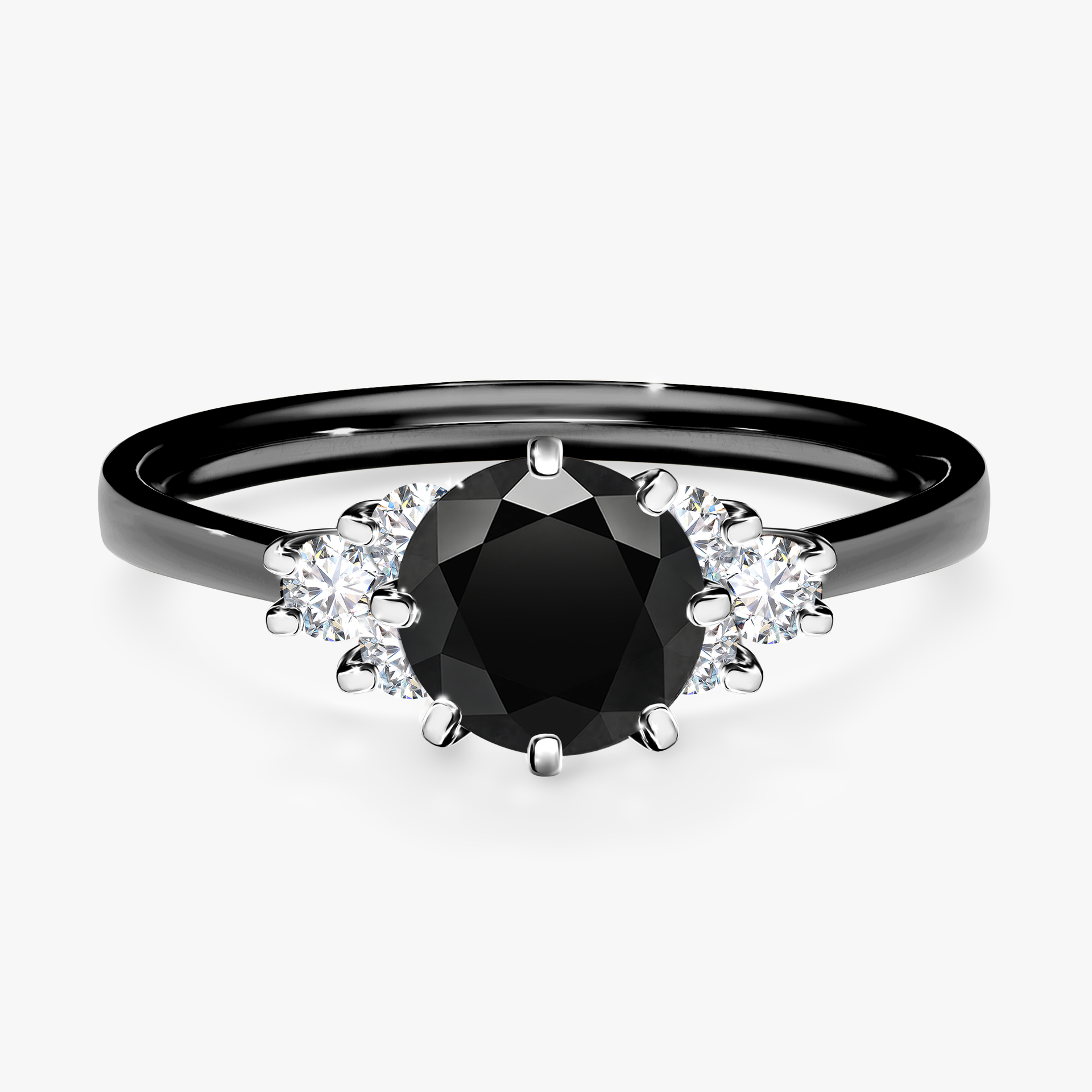 Pierścionek zaręczynowy My Lilly z czarnego złota z czarnym diamentem 0,98ct