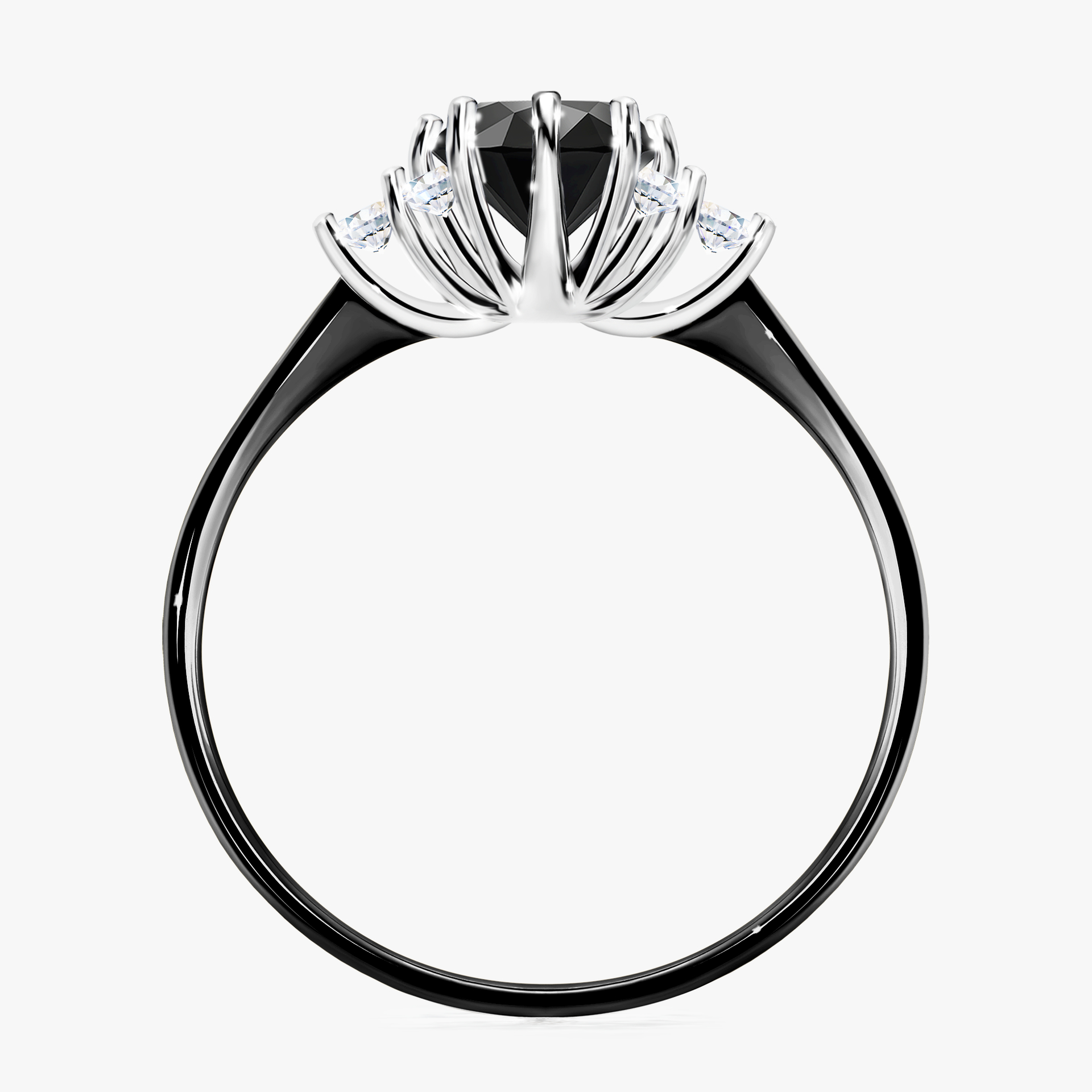 Pierścionek zaręczynowy My Lilly z czarnego złota z czarnym diamentem 0,98ct
