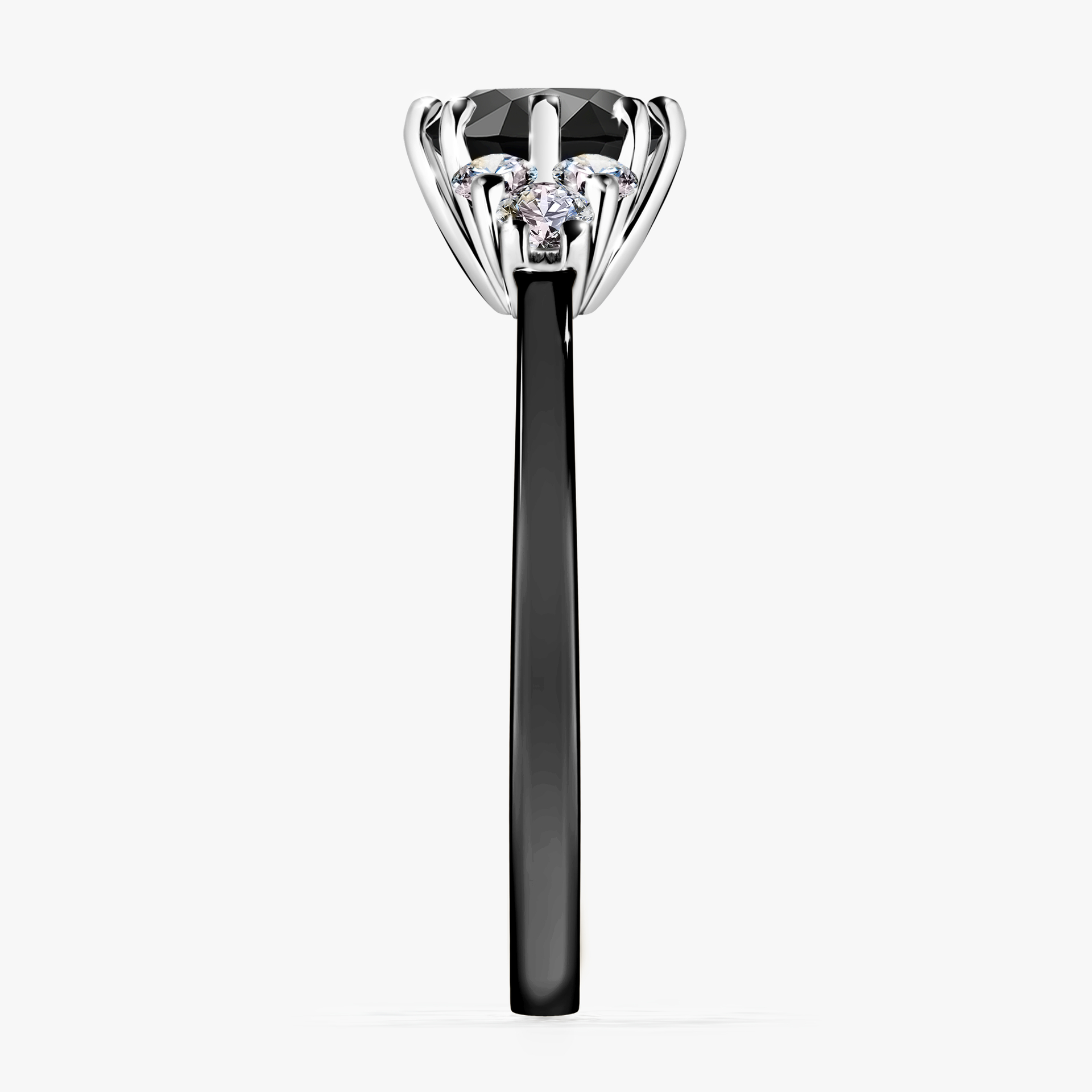 Pierścionek zaręczynowy My Lilly z czarnego złota z czarnym diamentem 0,98ct