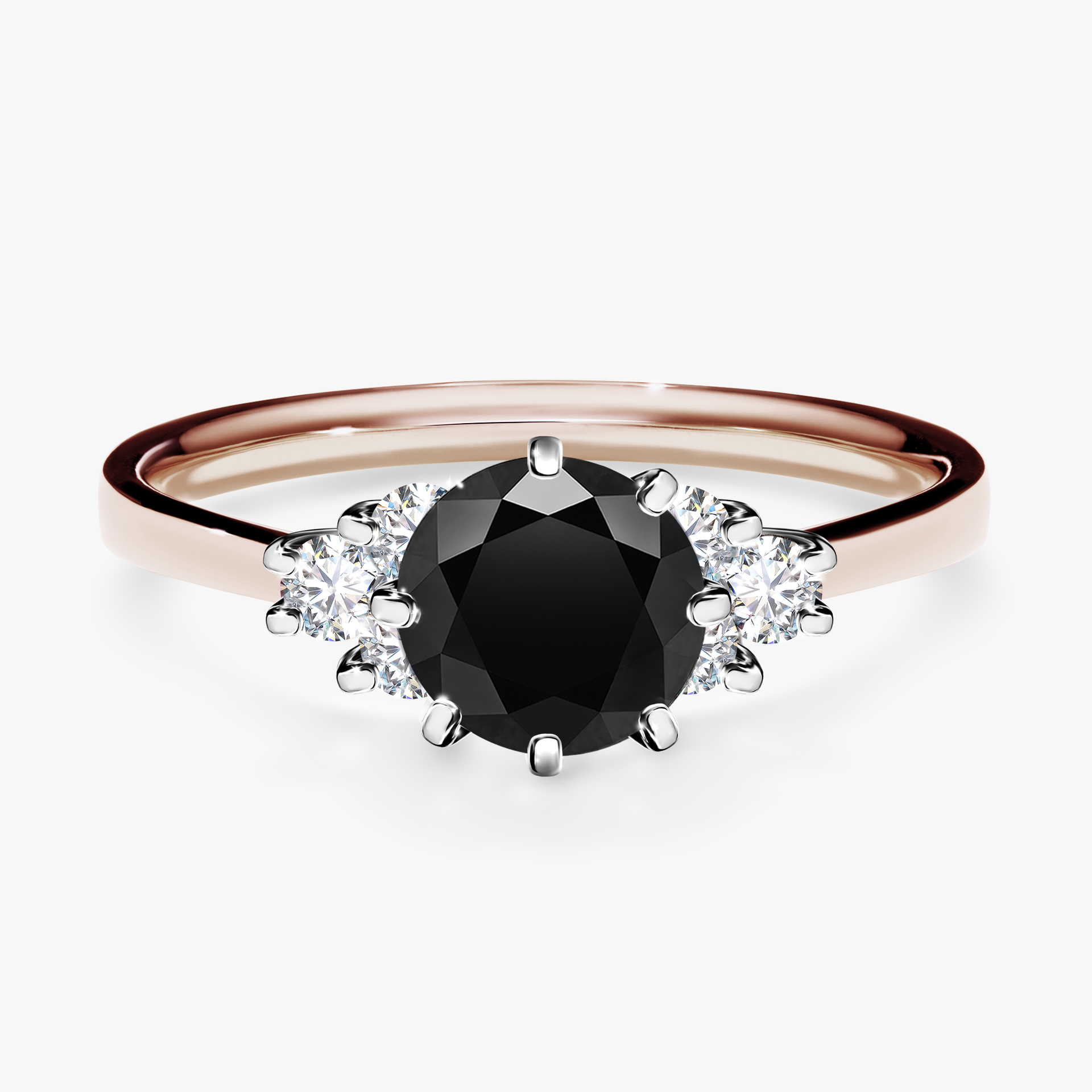 Pierścionek zaręczynowy My Lilly z różowego złota z czarnym diamentem 0,98ct