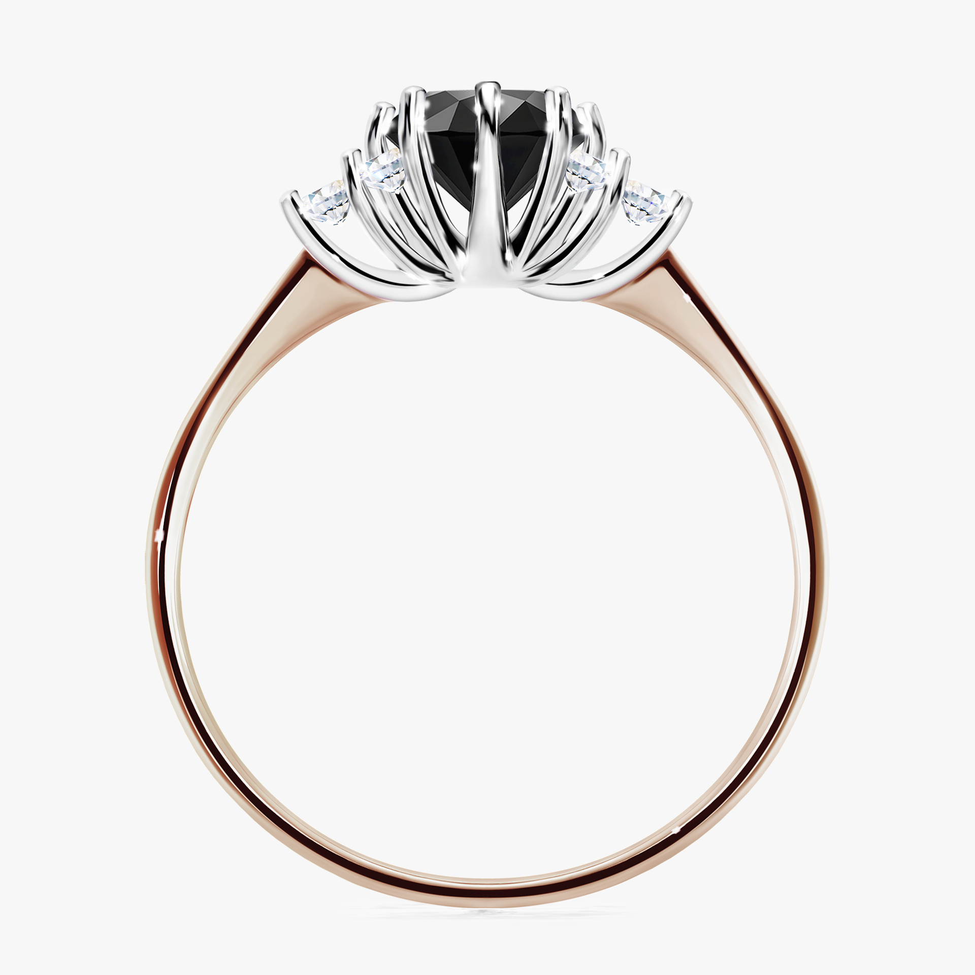 Pierścionek zaręczynowy My Lilly z różowego złota z czarnym diamentem 0,98ct