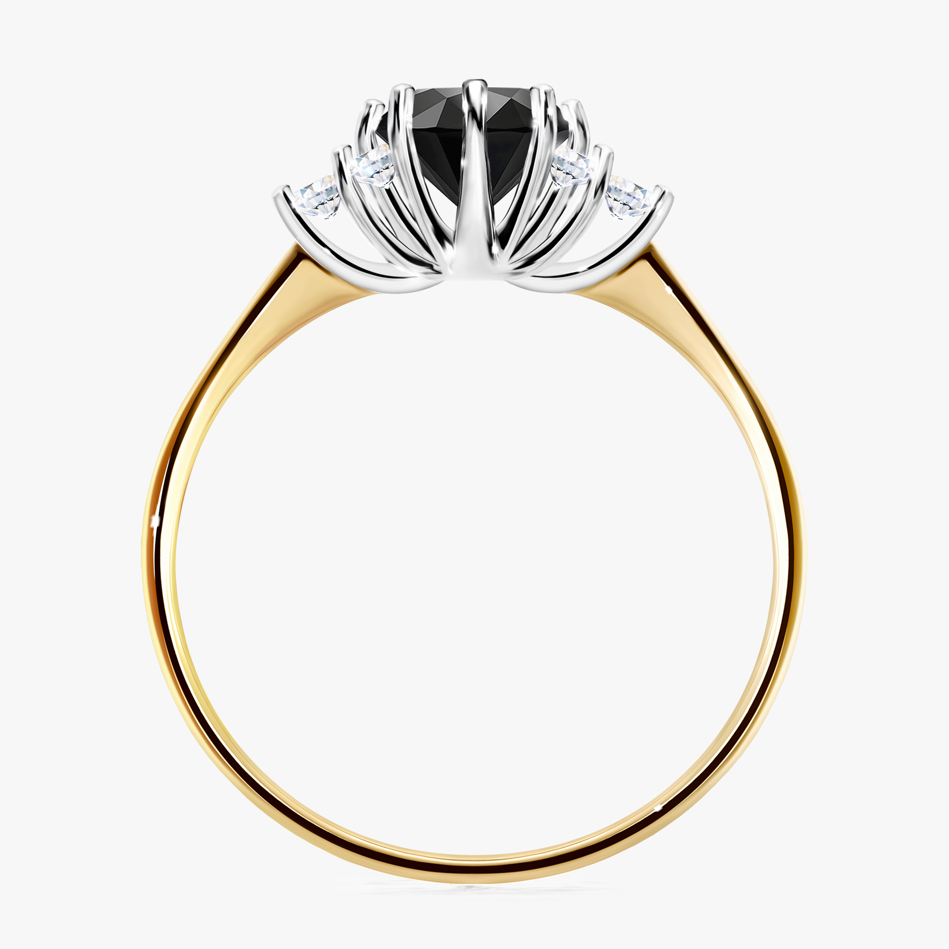 Pierścionek zaręczynowy My Lilly z żółtego złota z czarnym diamentem 0,98ct