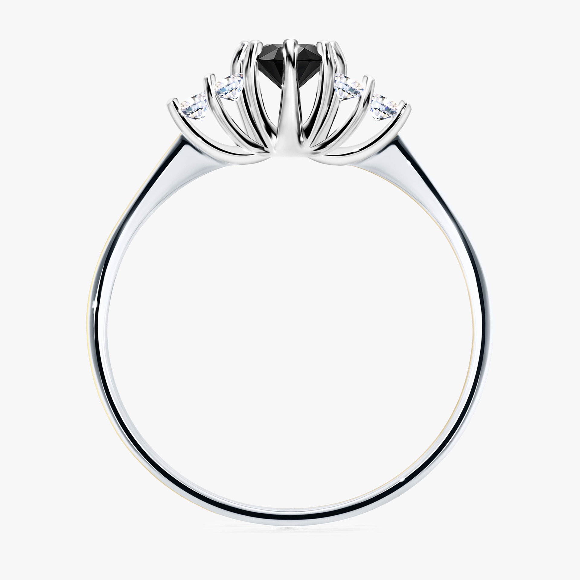 Pierścionek zaręczynowy My Lilly z białego złota z czarnym diamentem 0,43ct