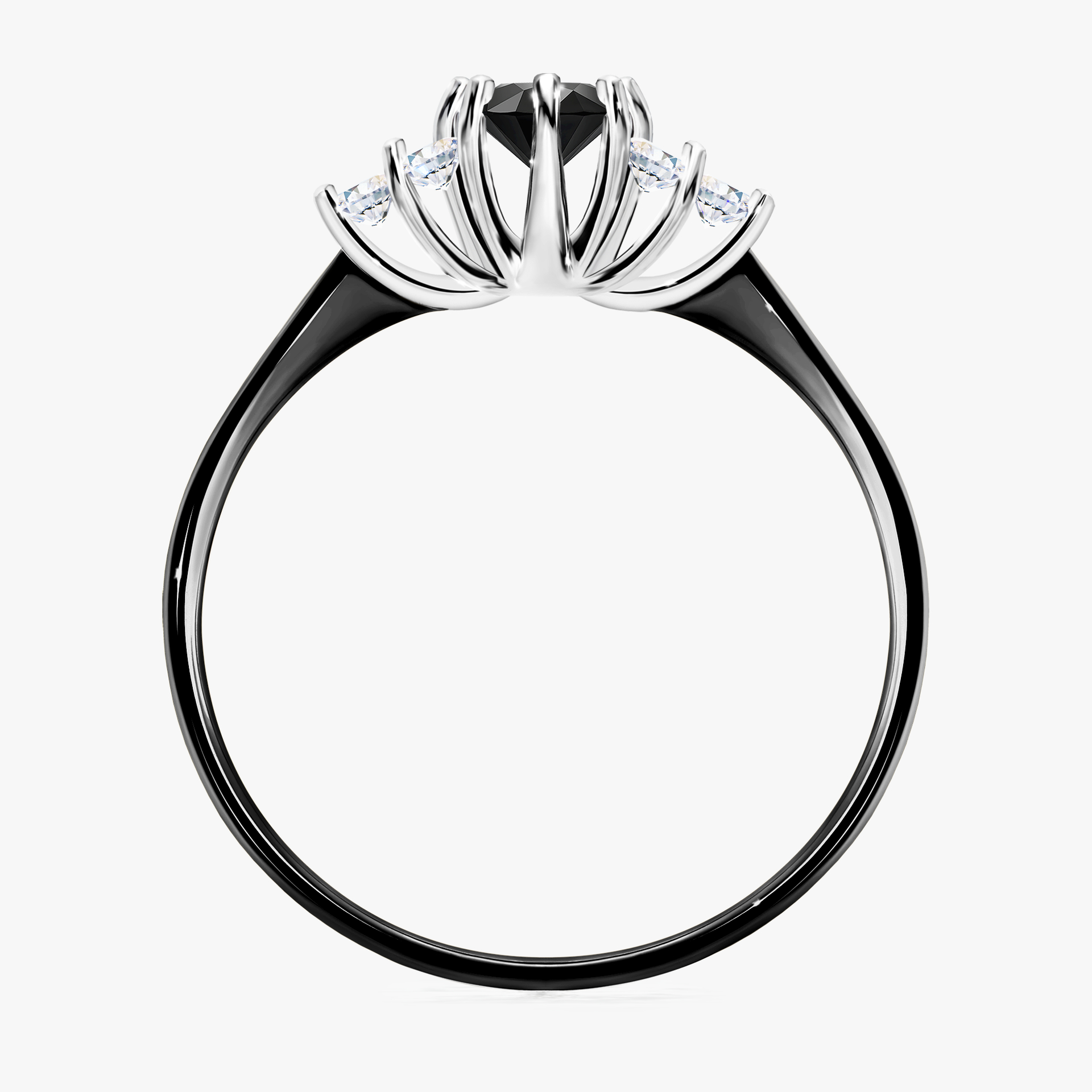 Pierścionek zaręczynowy My Lilly z czarnego złota z czarnym diamentem 0,43ct