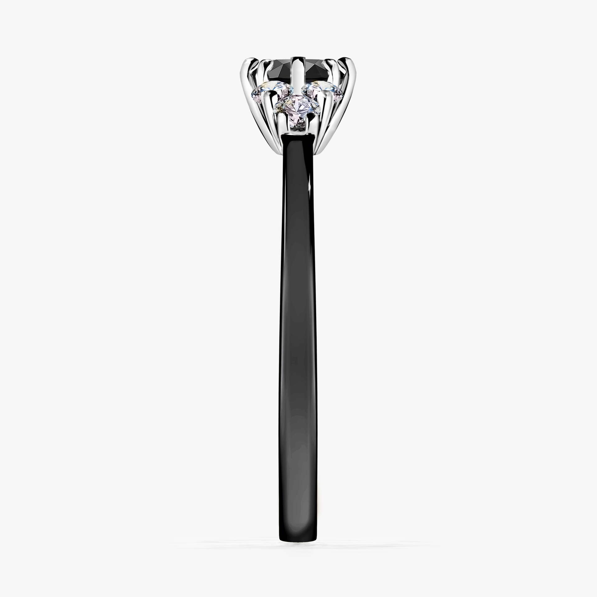 Pierścionek zaręczynowy My Lilly z czarnego złota z czarnym diamentem 0,43ct