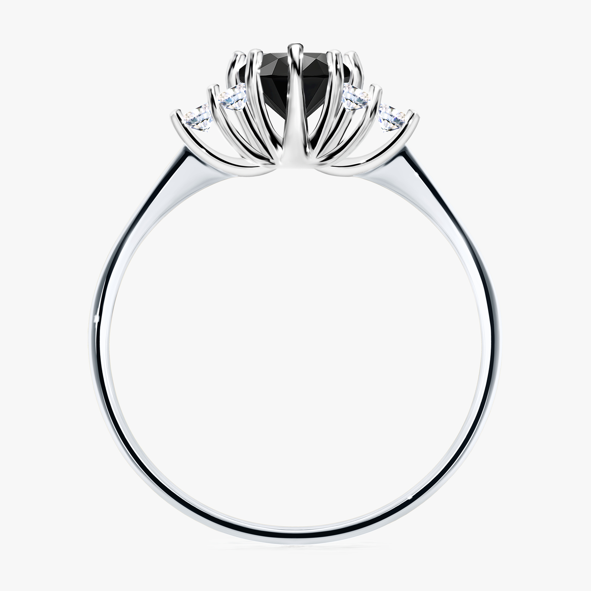 Pierścionek zaręczynowy My Lilly z białego złota z czarnym diamentem 0,68ct