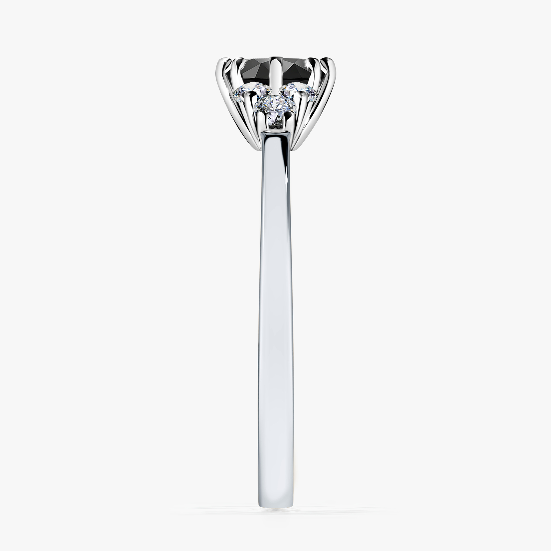 Pierścionek zaręczynowy My Lilly z białego złota z czarnym diamentem 0,68ct