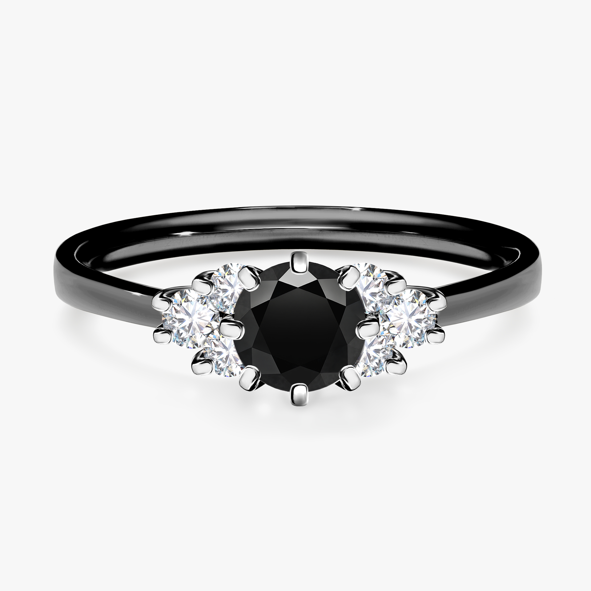 Pierścionek zaręczynowy My Lilly z czarnego złota z czarnym diamentem 0,68ct
