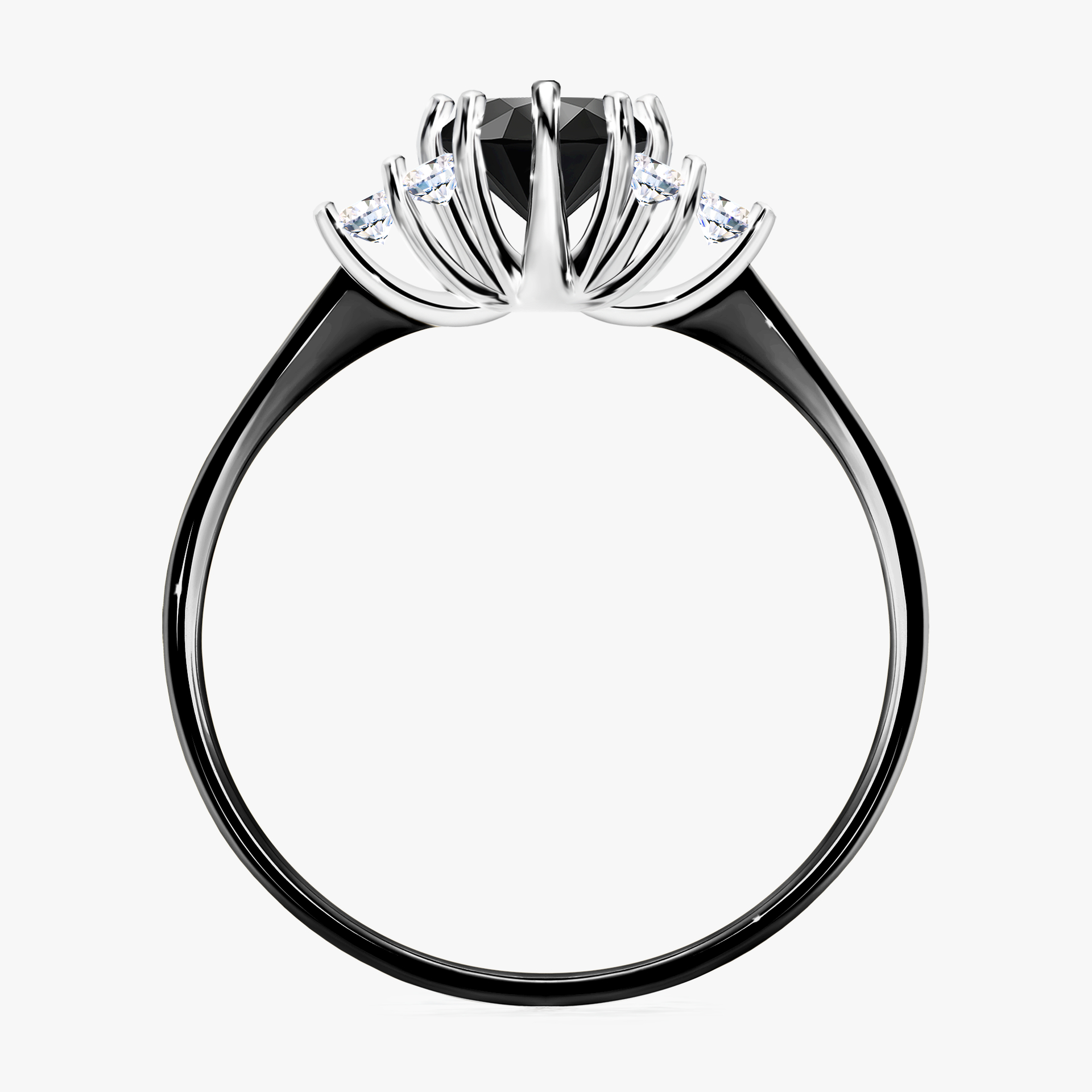 Pierścionek zaręczynowy My Lilly z czarnego złota z czarnym diamentem 0,68ct