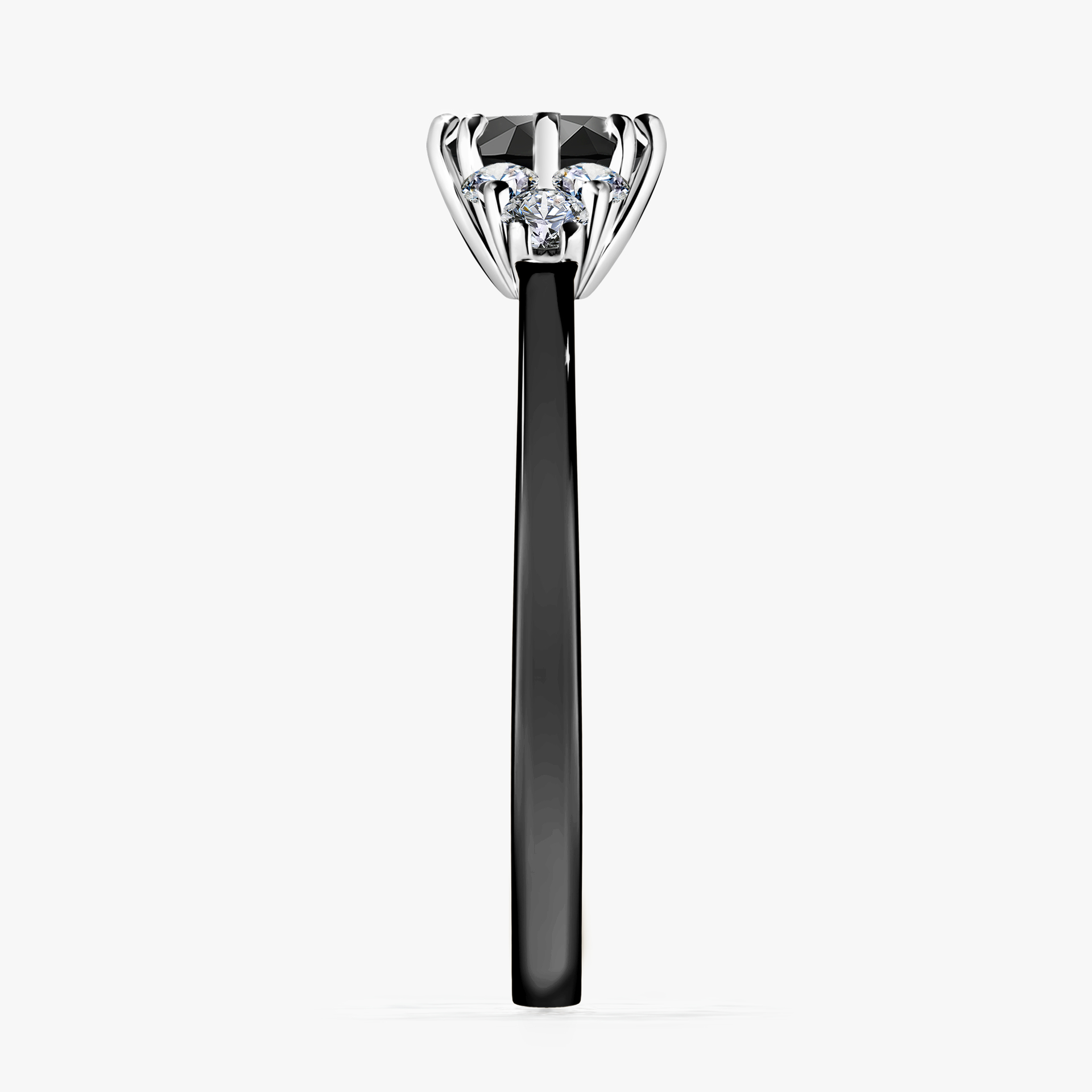 Pierścionek zaręczynowy My Lilly z czarnego złota z czarnym diamentem 0,68ct