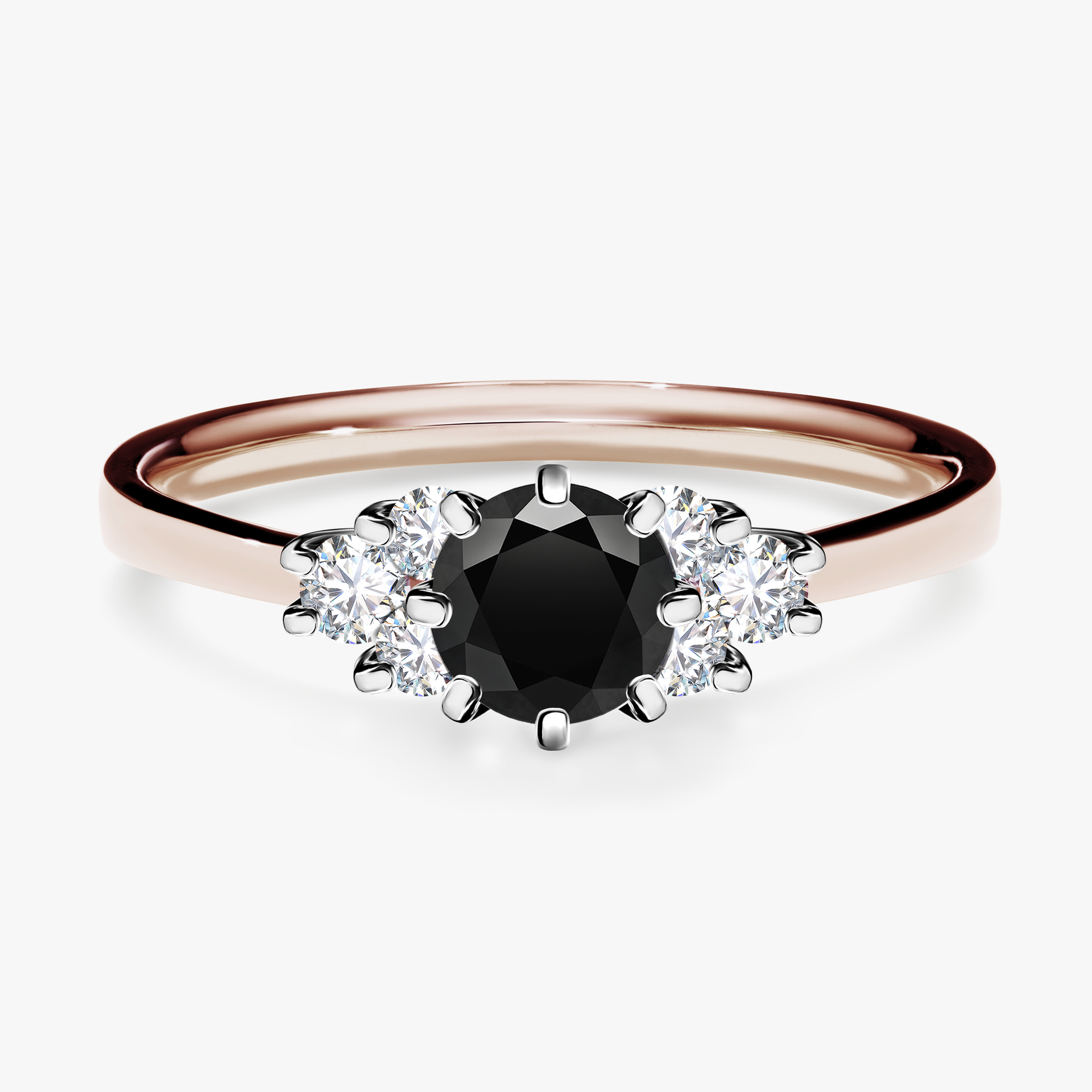 Pierścionek zaręczynowy My Lilly z różowego złota z czarnym diamentem 0,68ct
