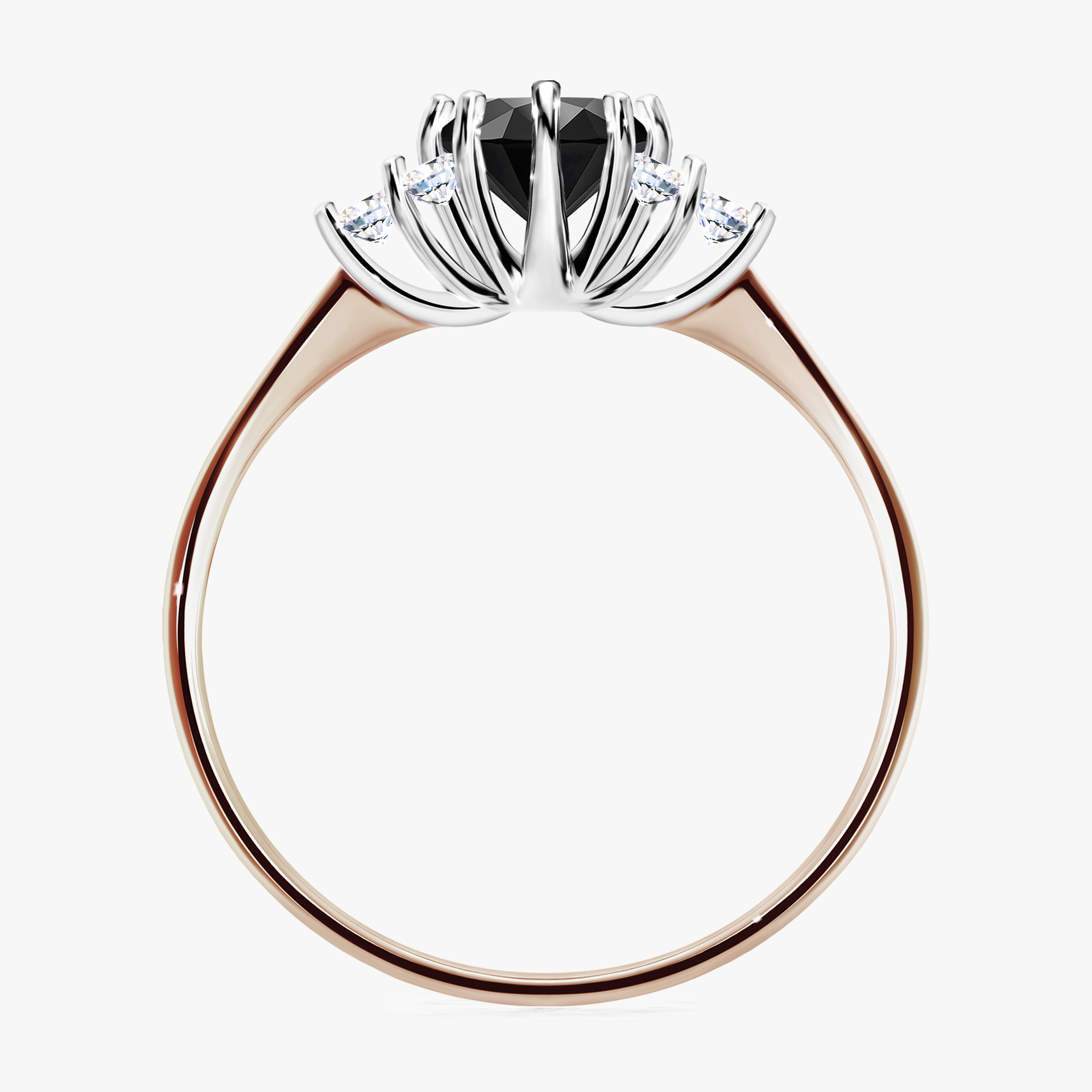 Pierścionek zaręczynowy My Lilly z różowego złota z czarnym diamentem 0,68ct
