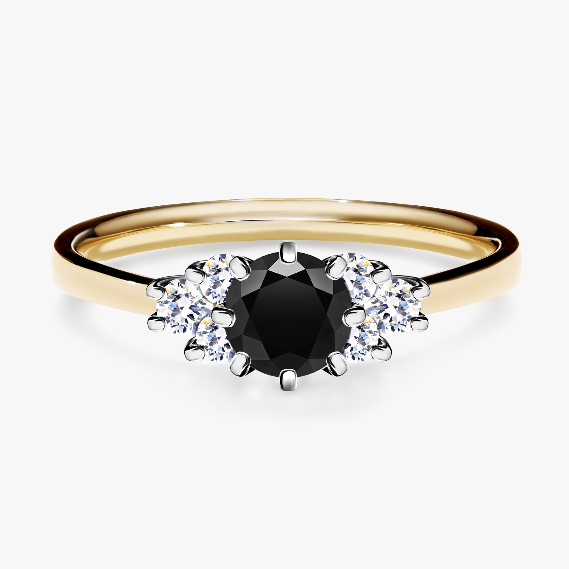Pierścionek zaręczynowy My Lilly z żółtego złota z czarnym diamentem 0,68ct