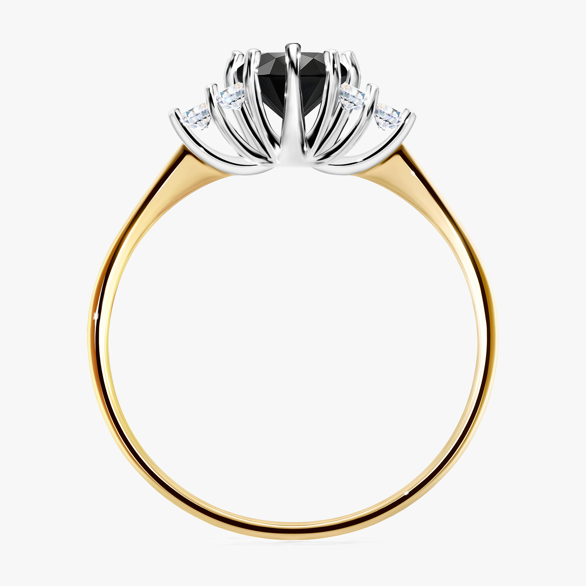 Pierścionek zaręczynowy My Lilly z żółtego złota z czarnym diamentem 0,68ct
