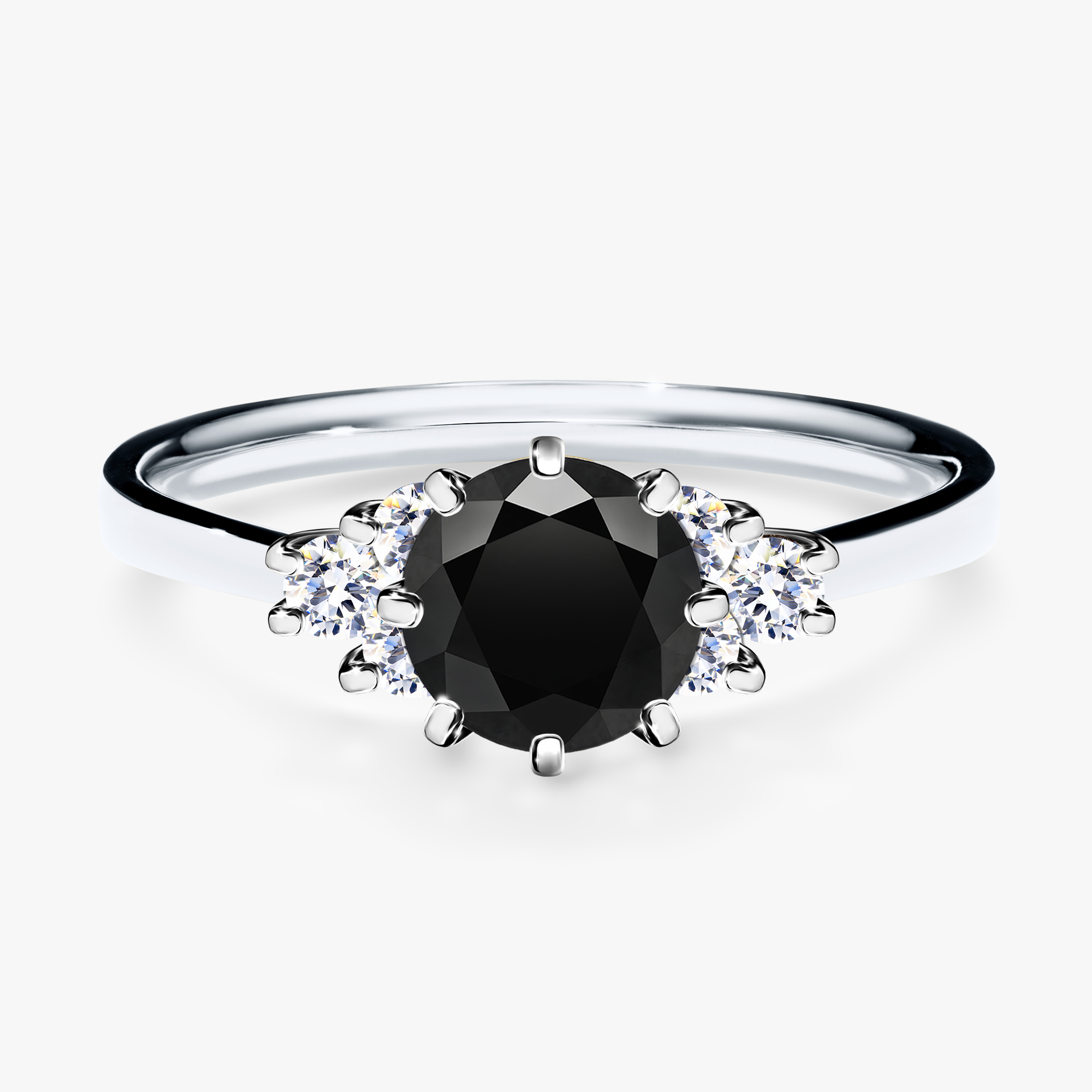 Pierścionek zaręczynowy My Lilly z białego złota z czarnym diamentem 0,98ct