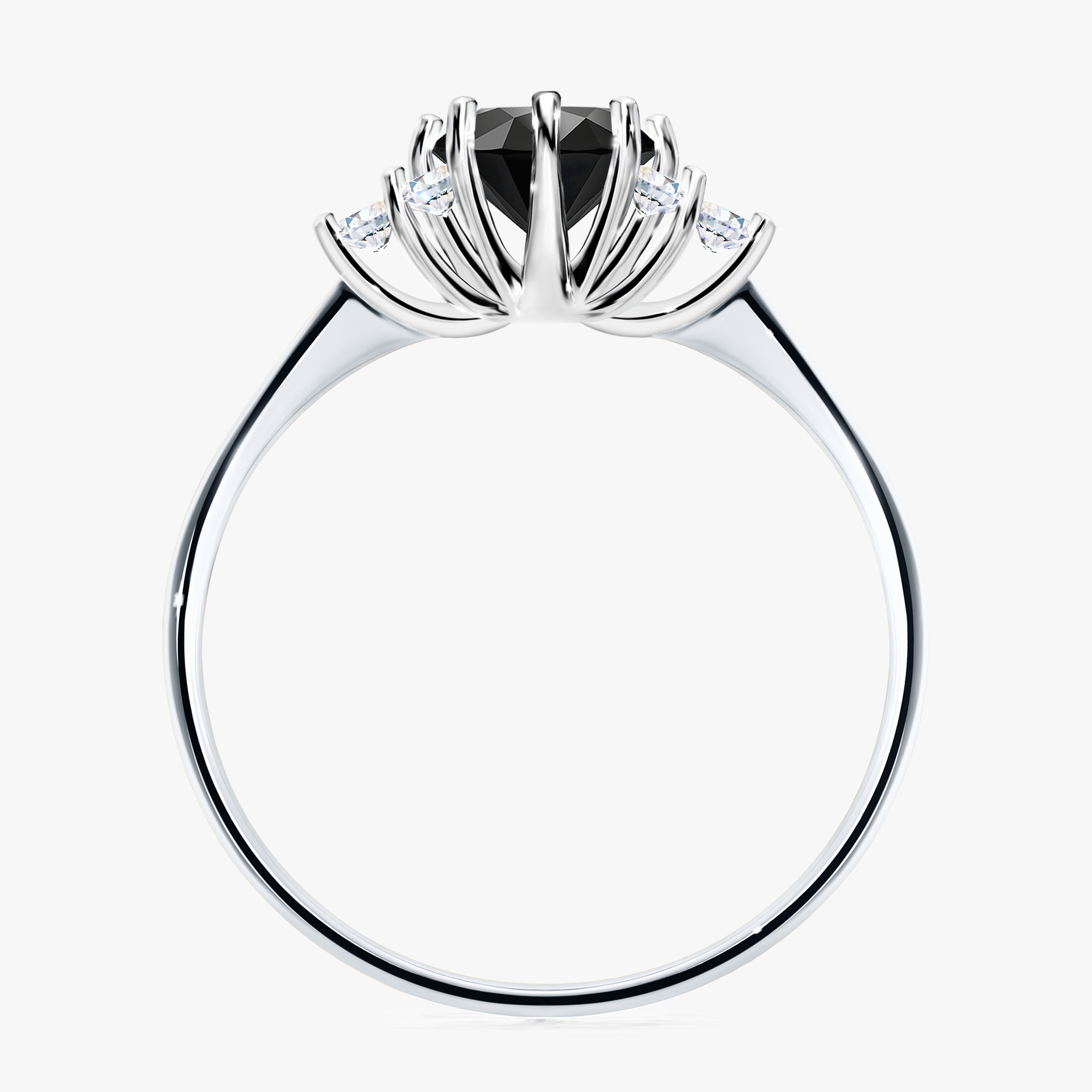 Pierścionek zaręczynowy My Lilly z białego złota z czarnym diamentem 0,98ct
