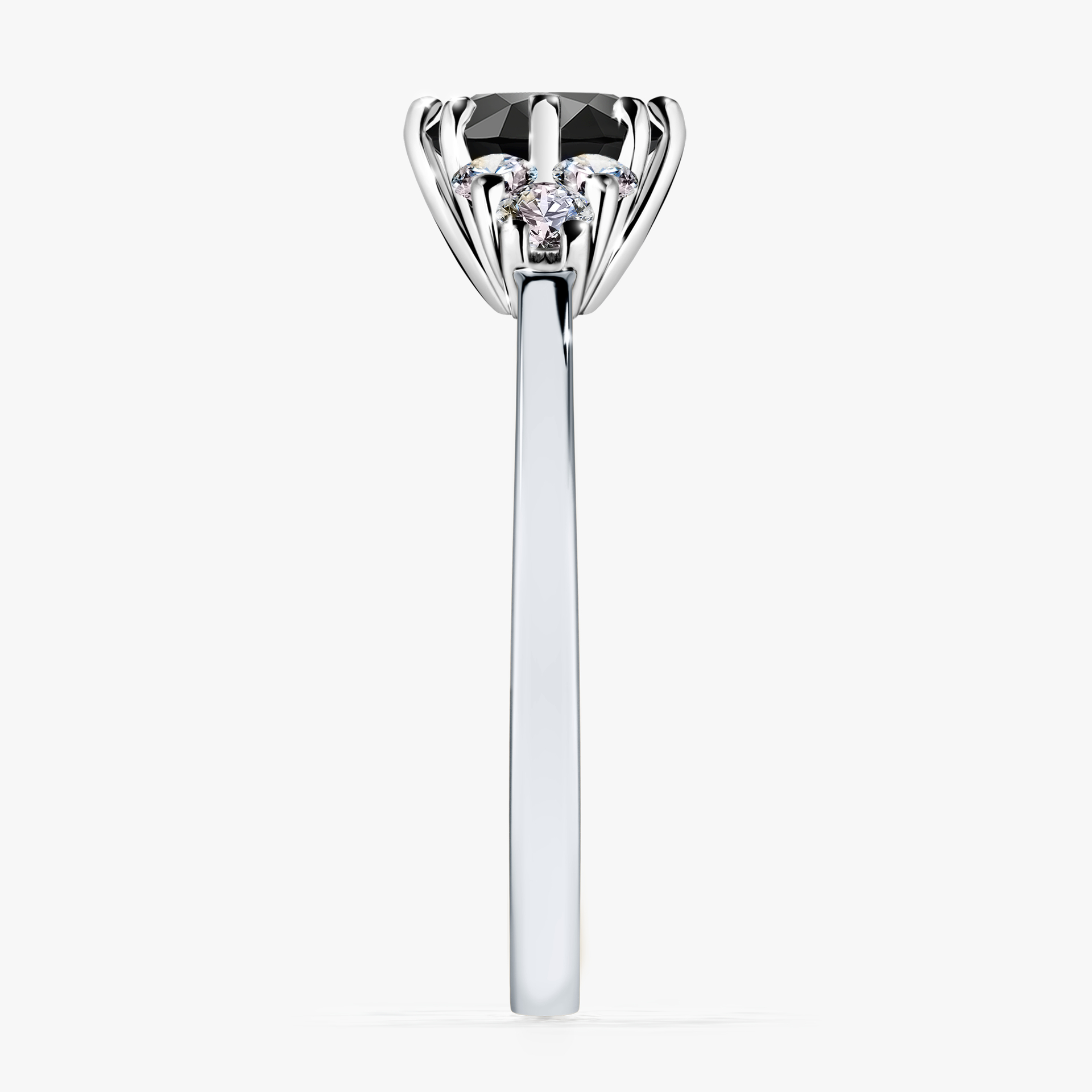 Pierścionek zaręczynowy My Lilly z białego złota z czarnym diamentem 0,98ct