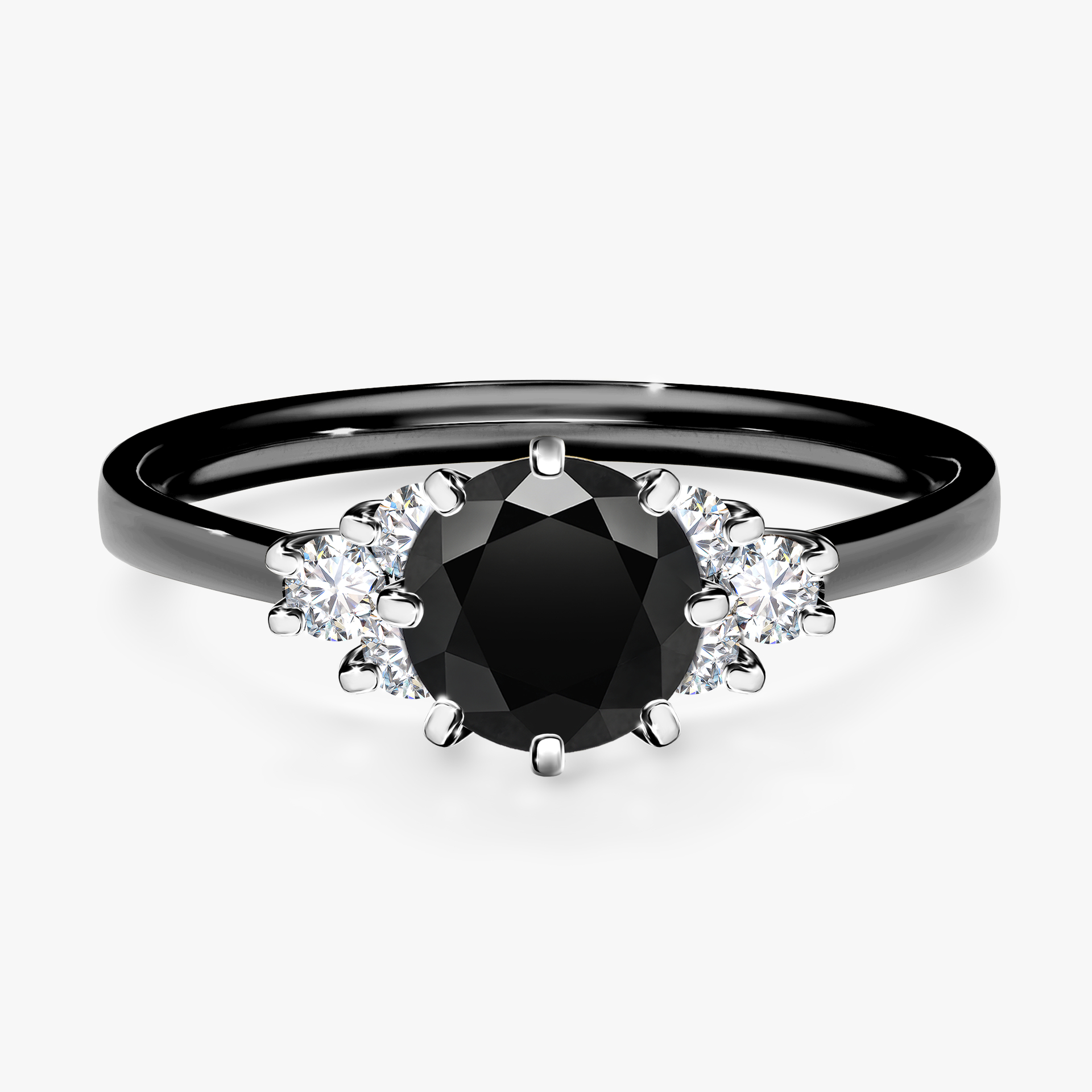 Pierścionek zaręczynowy My Lilly z czarnego złota z czarnym diamentem 0,98ct