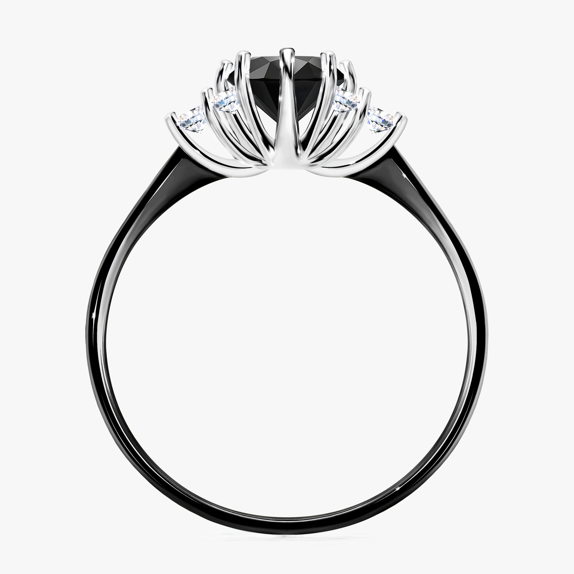 Pierścionek zaręczynowy My Lilly z czarnego złota z czarnym diamentem 0,98ct
