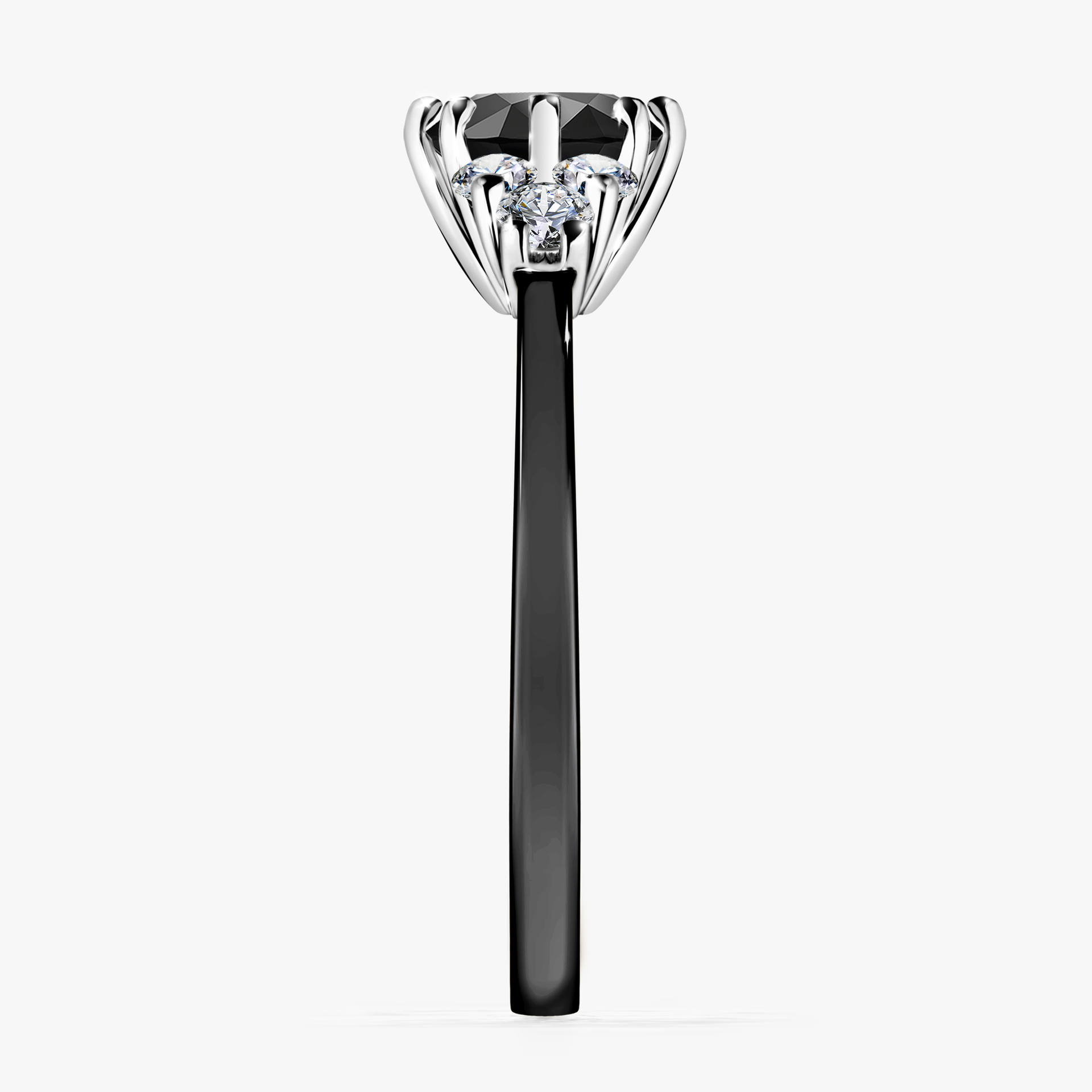 Pierścionek zaręczynowy My Lilly z czarnego złota z czarnym diamentem 0,98ct