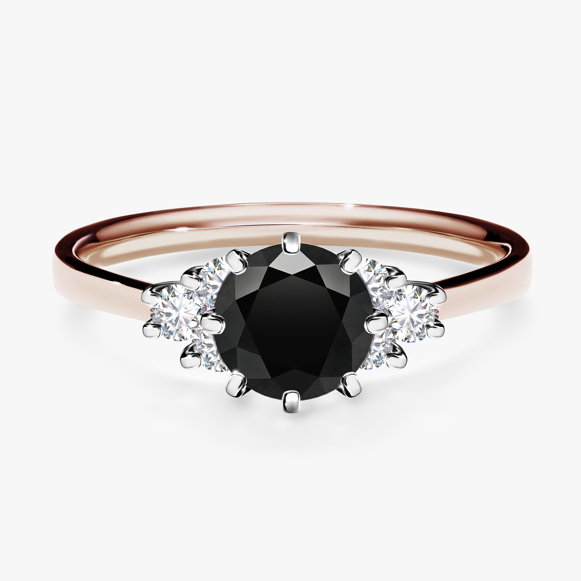 Pierścionek zaręczynowy My Lilly z różowego złota z czarnym diamentem 0,98ct
