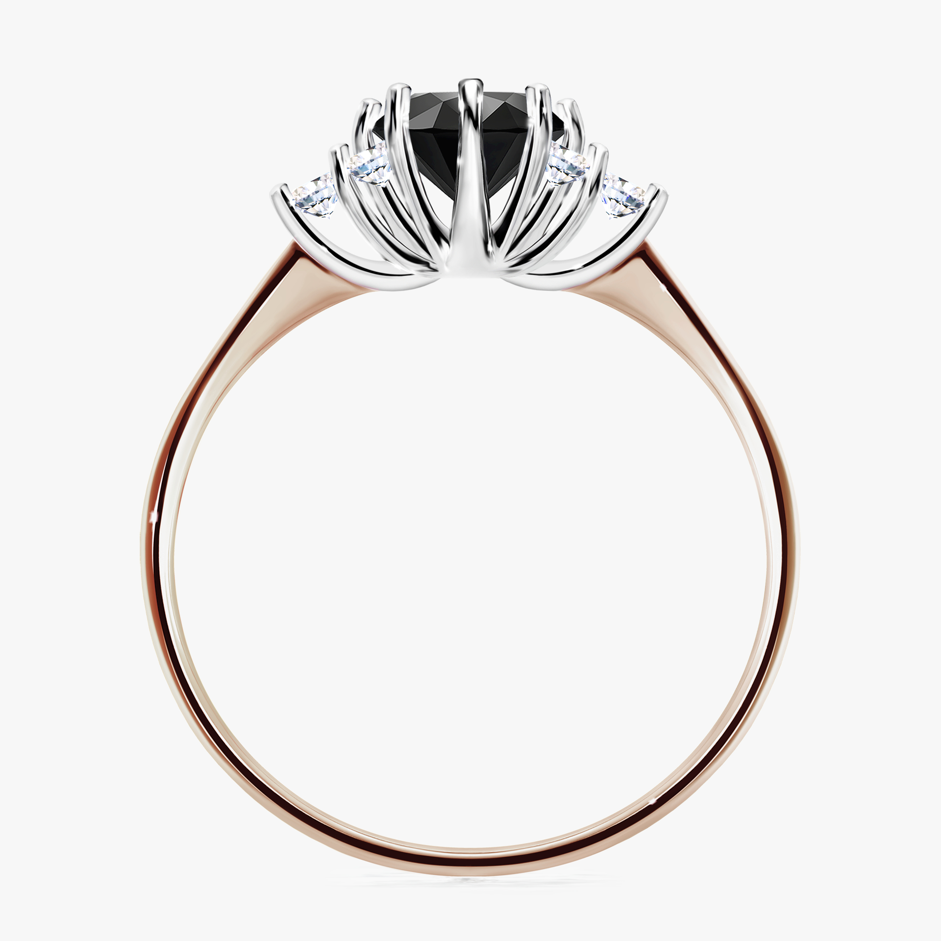 Pierścionek zaręczynowy My Lilly z różowego złota z czarnym diamentem 0,98ct