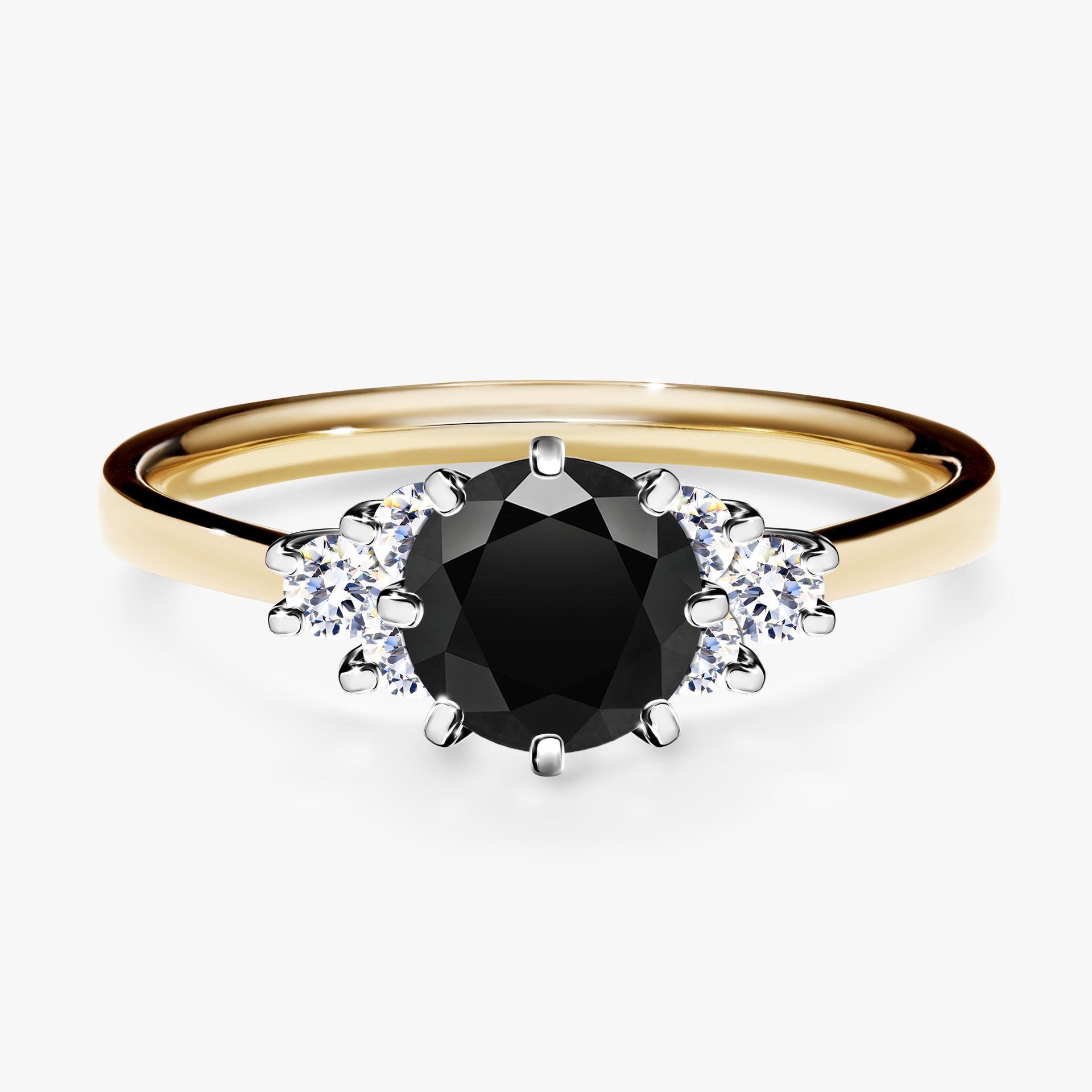 Pierścionek zaręczynowy My Lilly z żółtego złota z czarnym diamentem 0,98ct