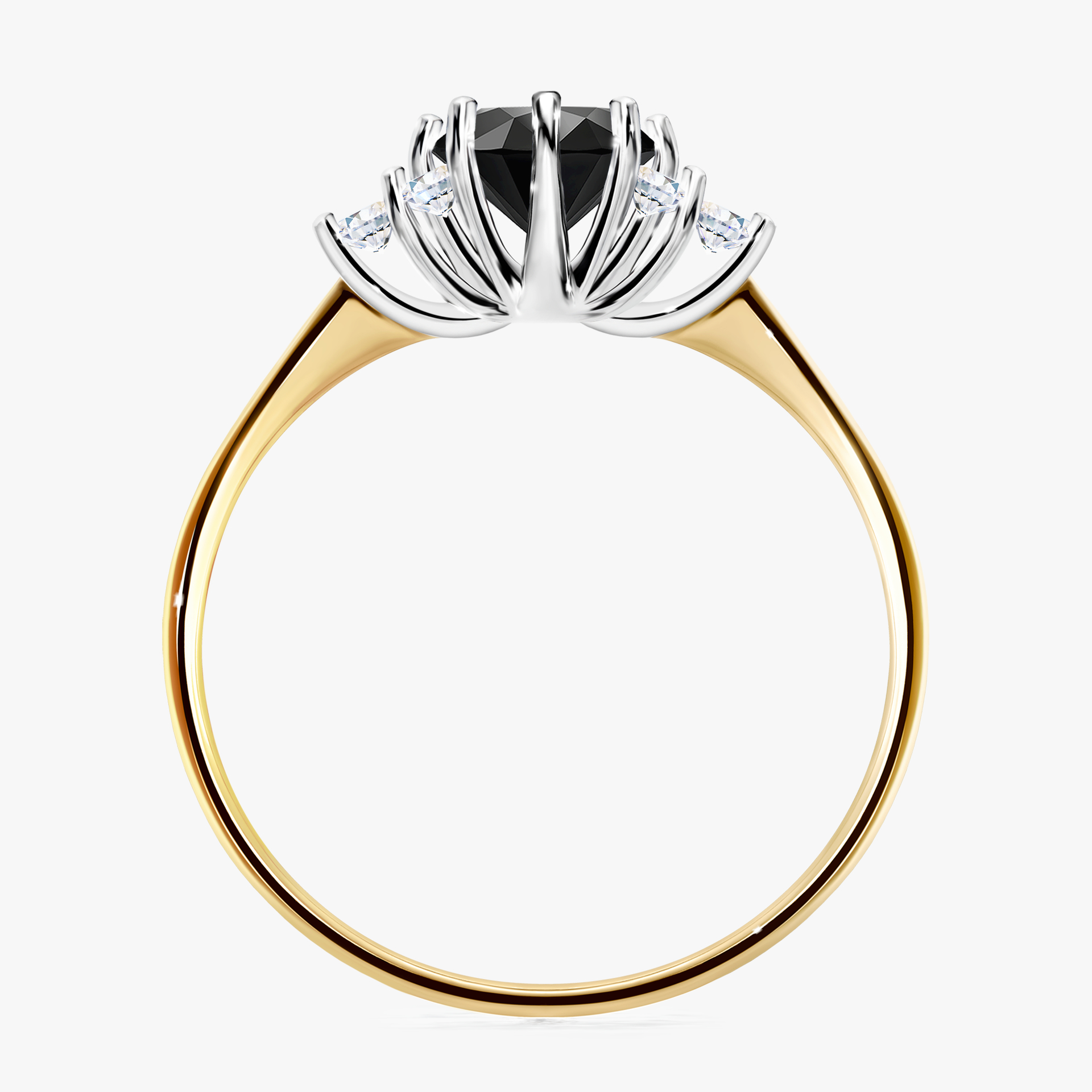 Pierścionek zaręczynowy My Lilly z żółtego złota z czarnym diamentem 0,98ct