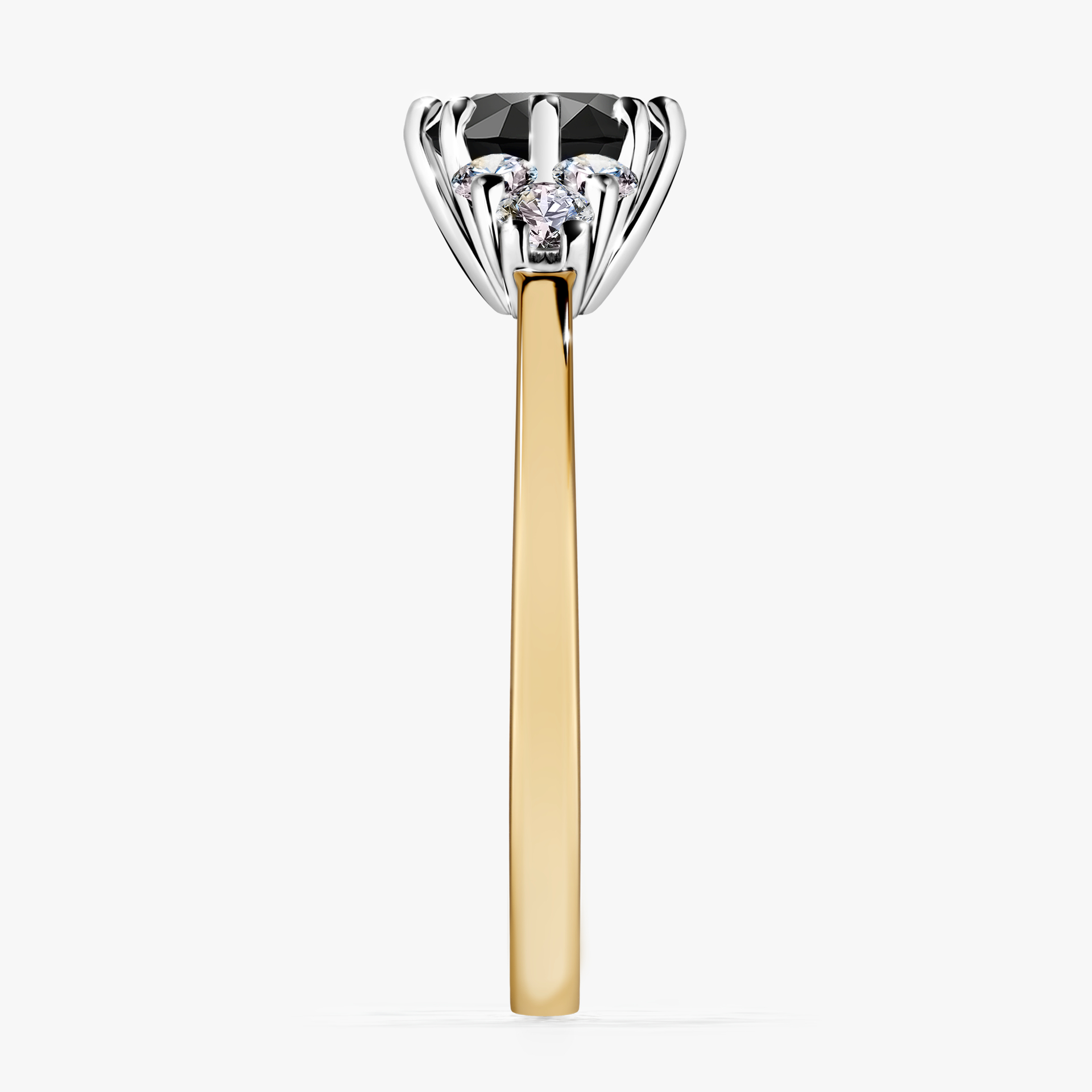 Pierścionek zaręczynowy My Lilly z żółtego złota z czarnym diamentem 0,98ct
