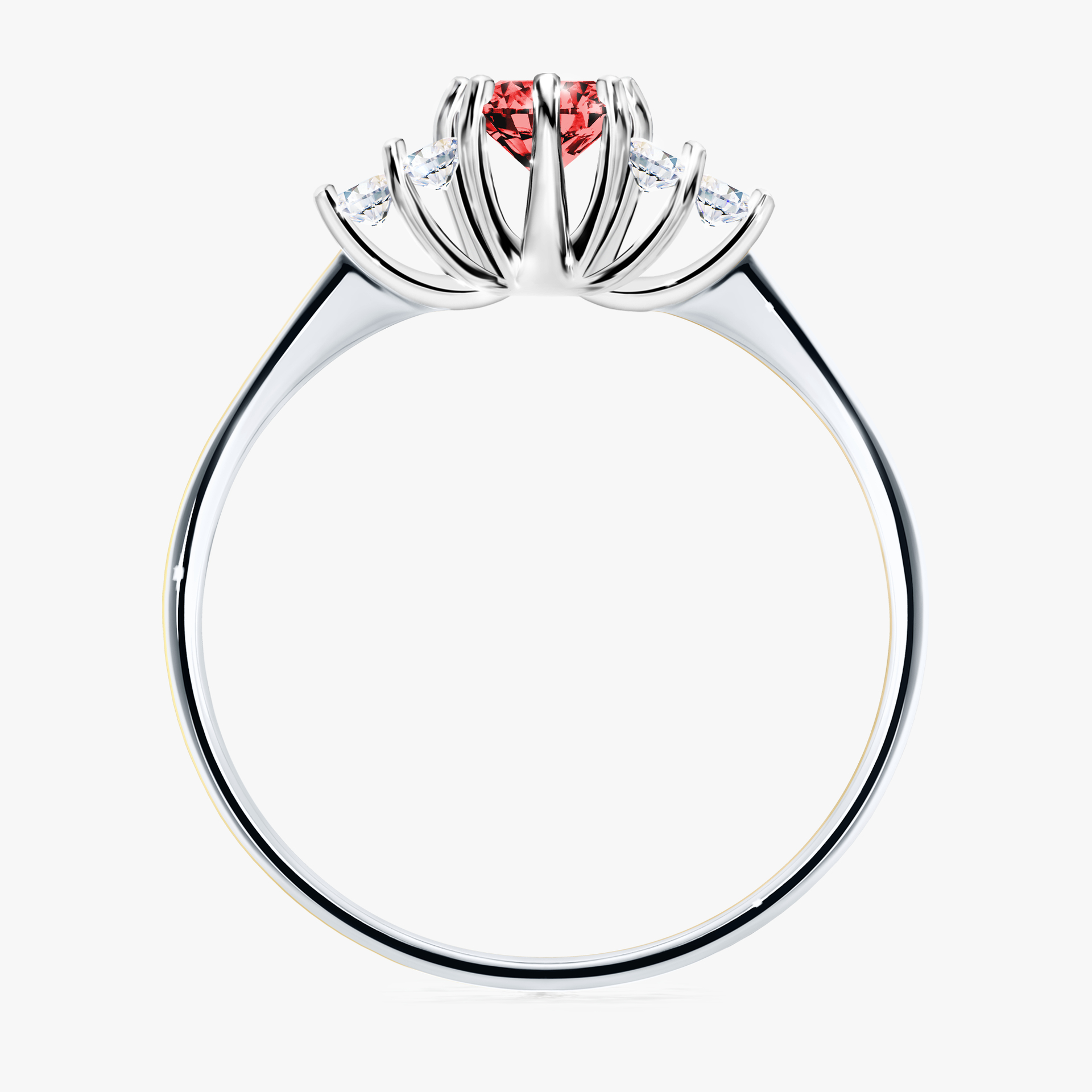 Pierścionek zaręczynowy My Lilly z białego złota z czerwonym diamentem 0,43ct