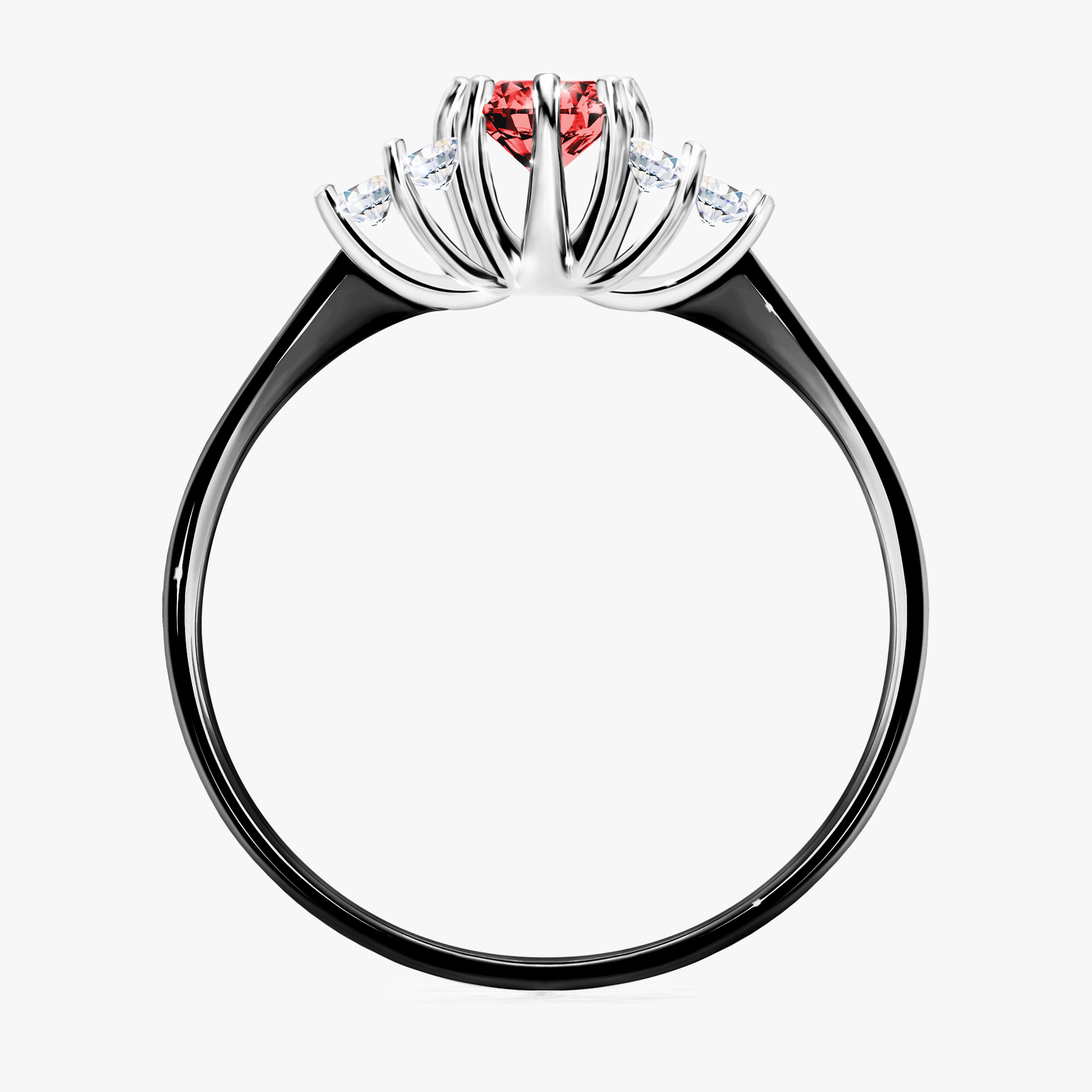 Pierścionek zaręczynowy My Lilly z czarnego złota z czerwonym diamentem 0,43ct