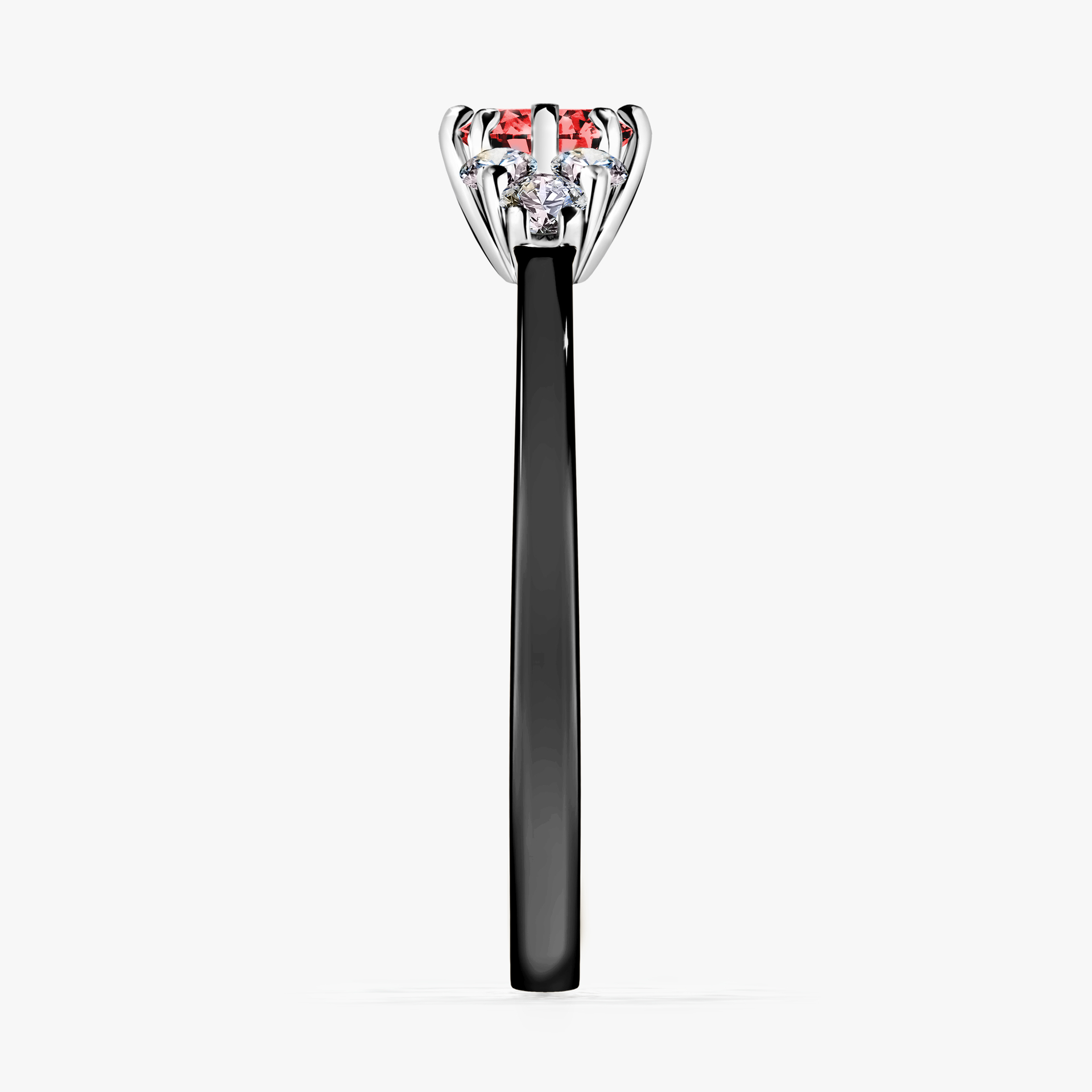 Pierścionek zaręczynowy My Lilly z czarnego złota z czerwonym diamentem 0,43ct