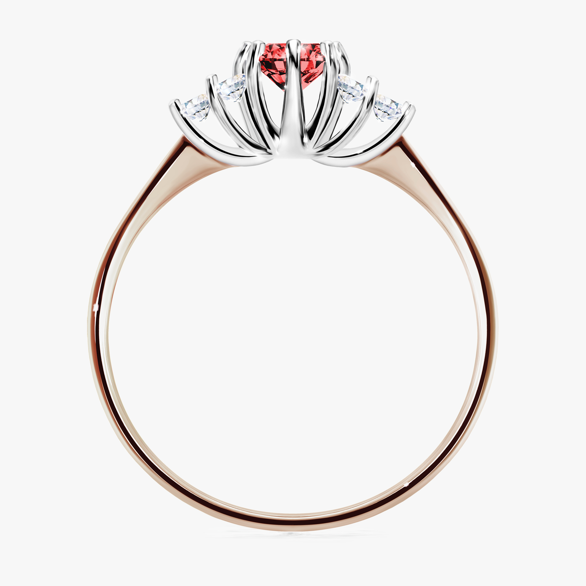 Pierścionek zaręczynowy My Lilly z różowego złota z czerwonym diamentem 0,43ct