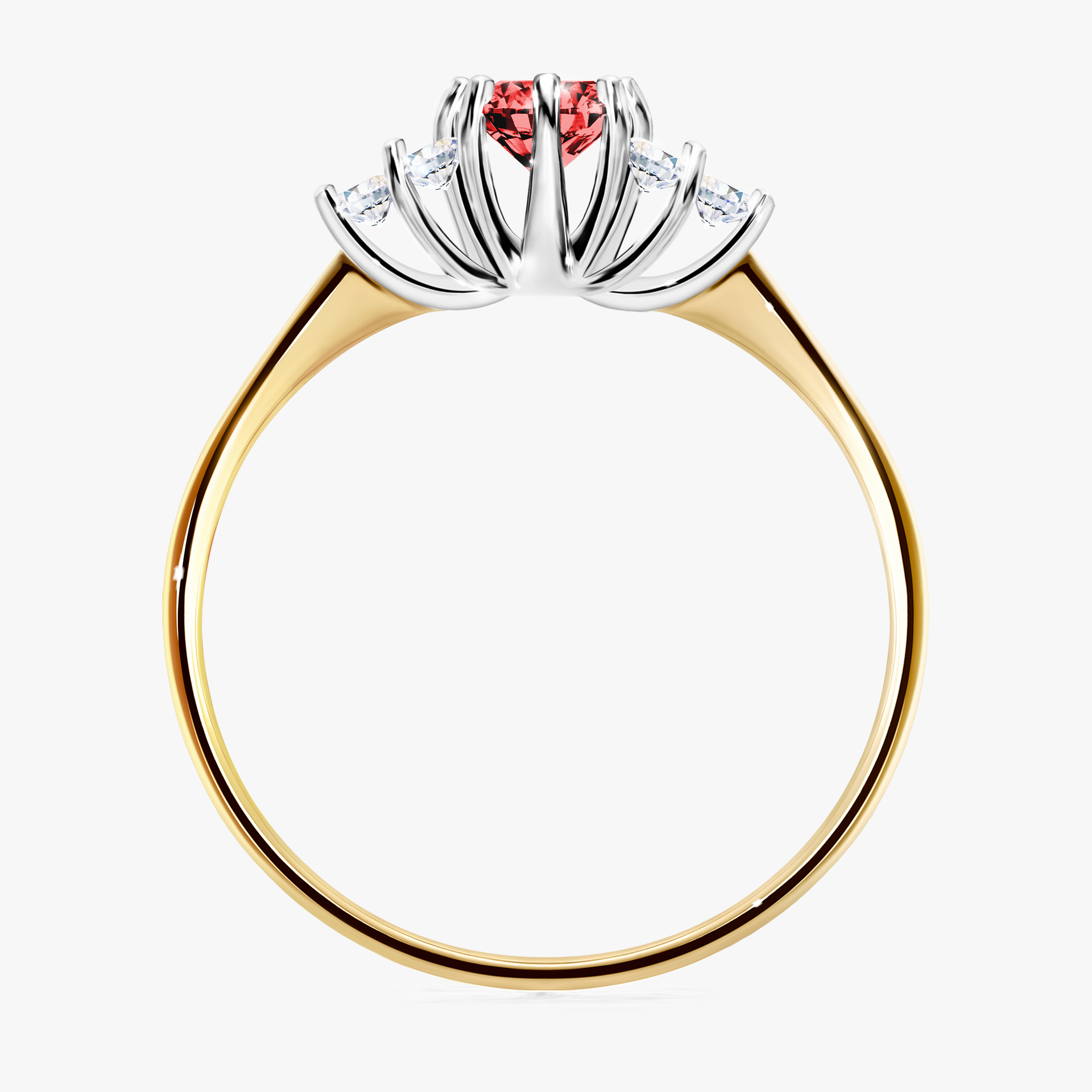 Pierścionek zaręczynowy My Lilly z żółtego złota z czerwonym diamentem 0,43ct
