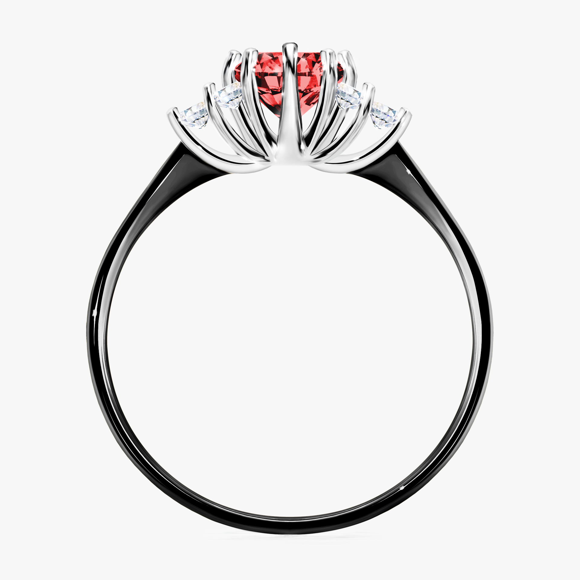 Pierścionek zaręczynowy My Lilly z czarnego złota z czerwonym diamentem 0,68ct