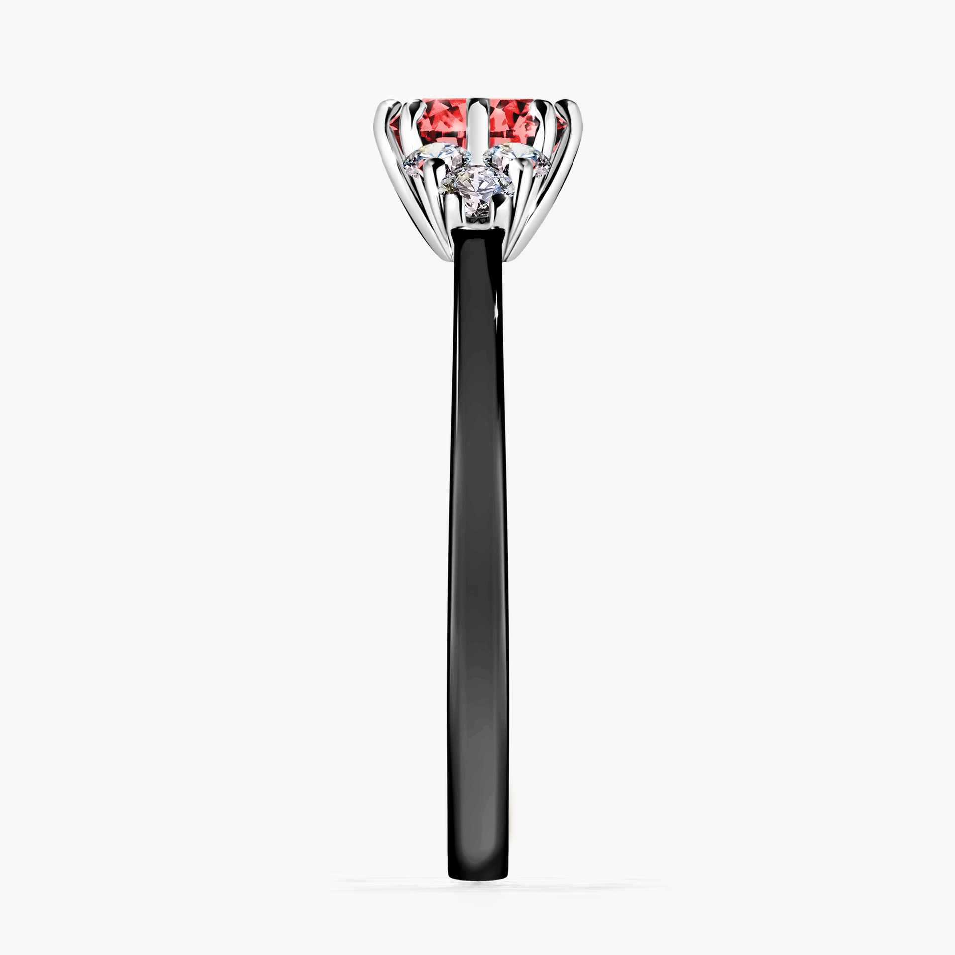 Pierścionek zaręczynowy My Lilly z czarnego złota z czerwonym diamentem 0,68ct