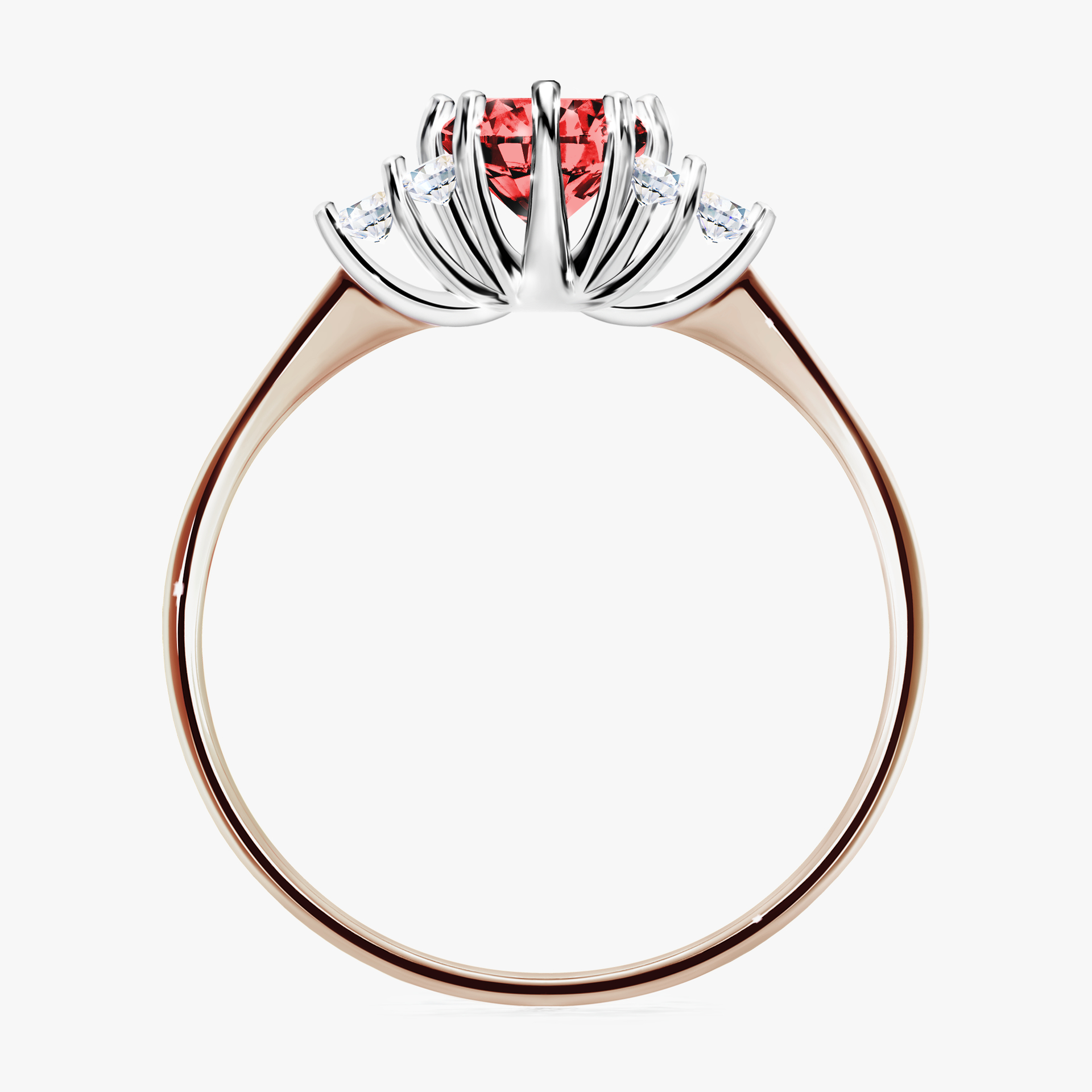 Pierścionek zaręczynowy My Lilly z różowego złota z czerwonym diamentem 0,68ct