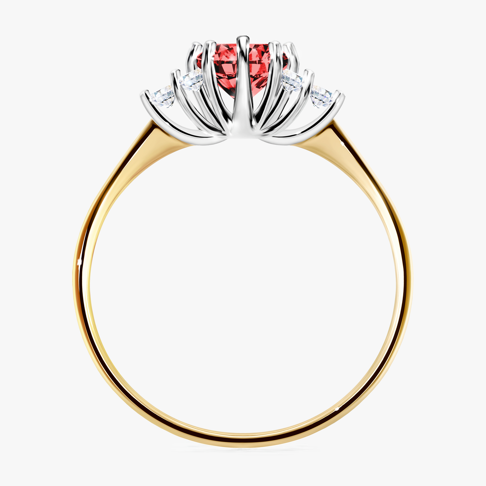 Pierścionek zaręczynowy My Lilly z żółtego złota z czerwonym diamentem 0,68ct