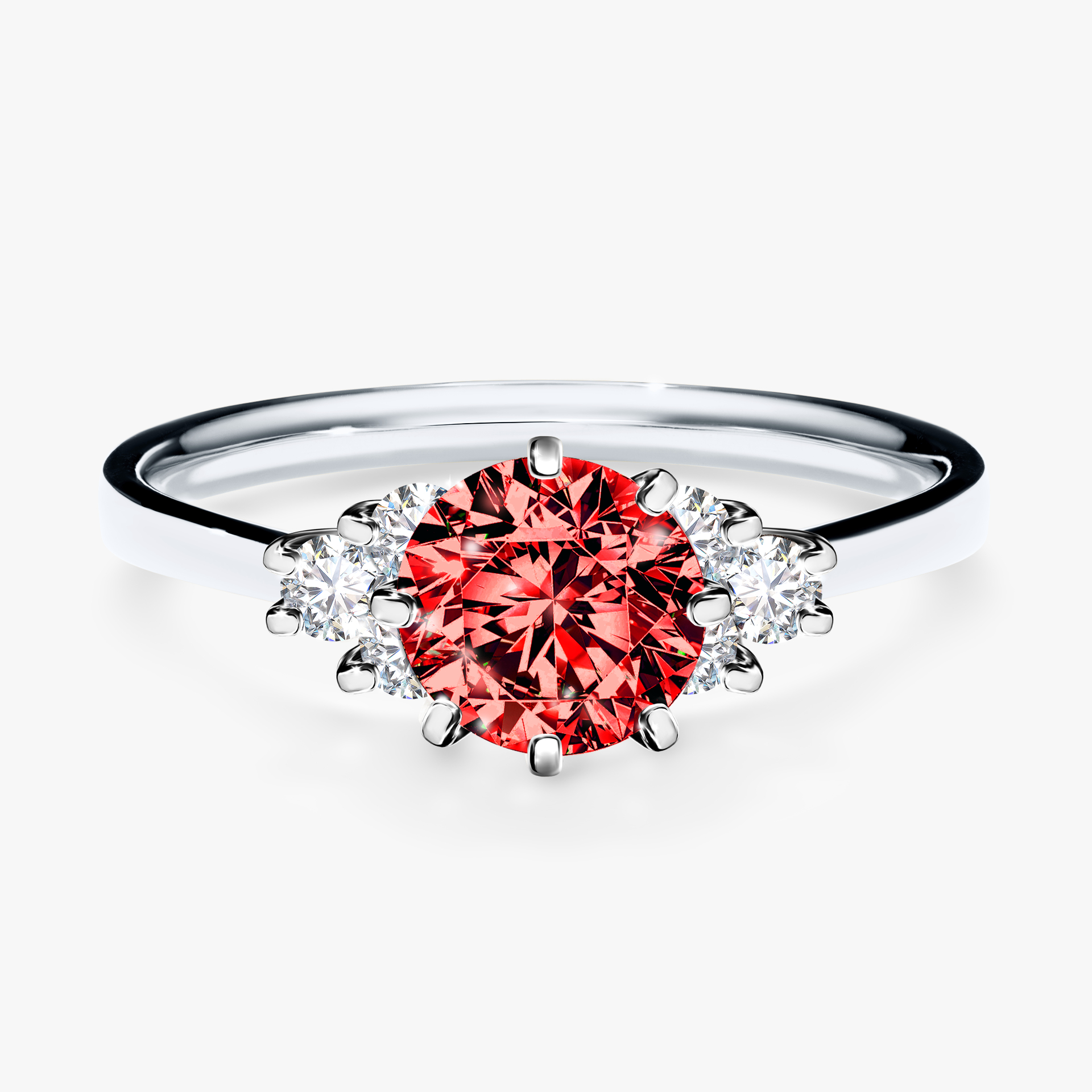 Pierścionek zaręczynowy My Lilly z białego złota z czerwonym diamentem 0,98ct