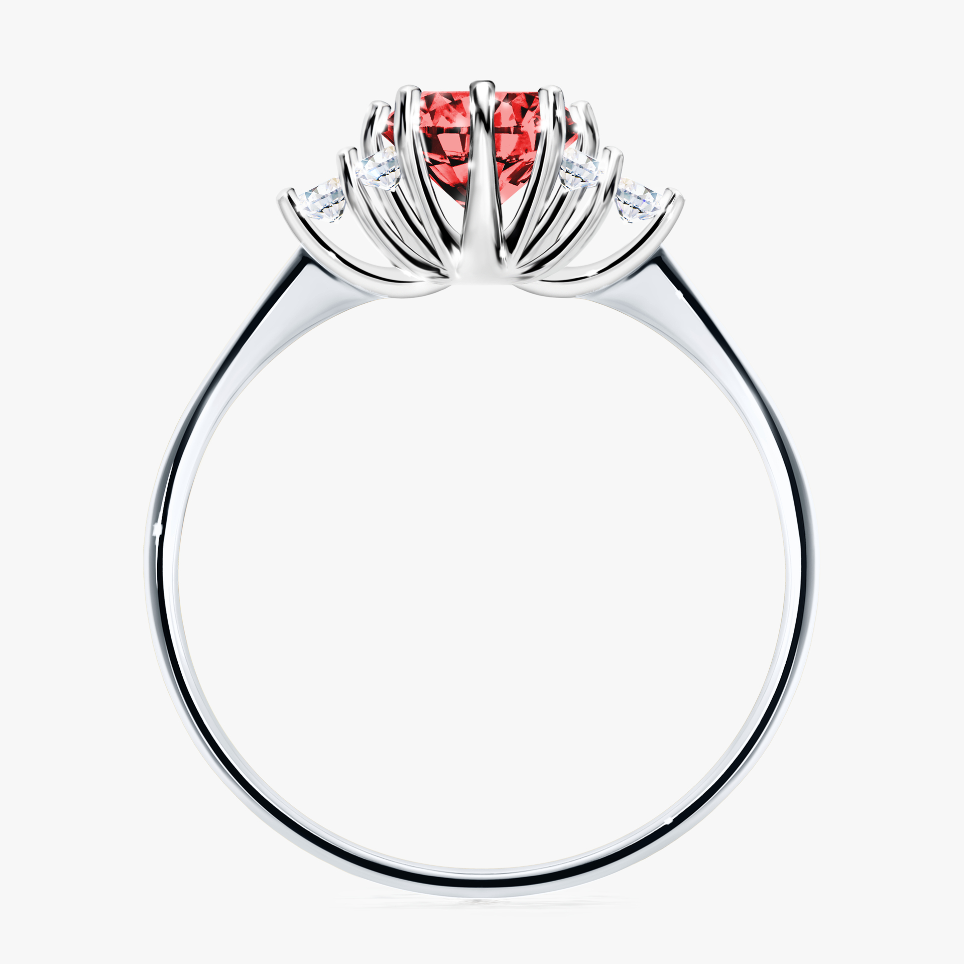 Pierścionek zaręczynowy My Lilly z białego złota z czerwonym diamentem 0,98ct